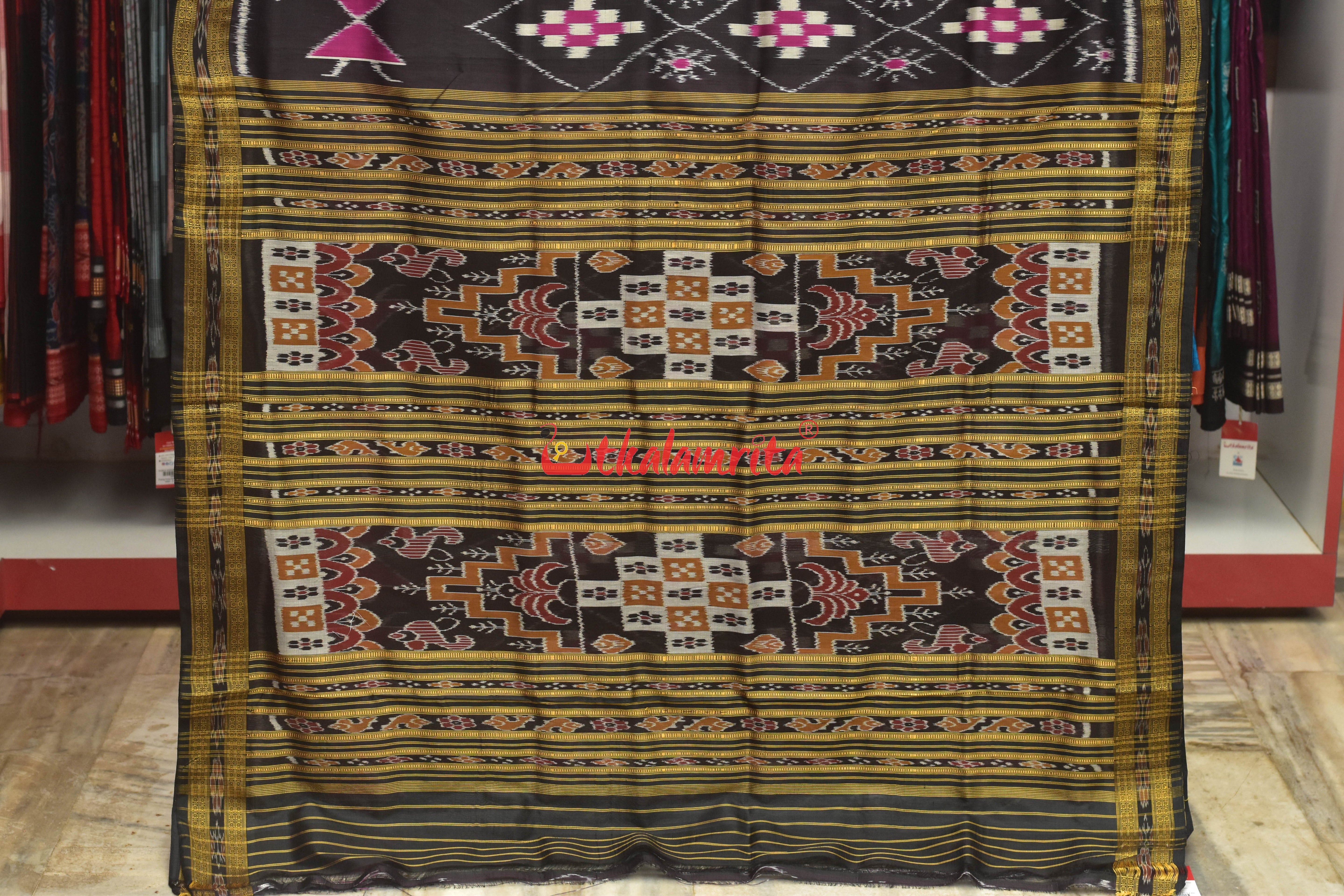 Black Pink Thikiri Pasapali with Tribal Khandua Silk Saree