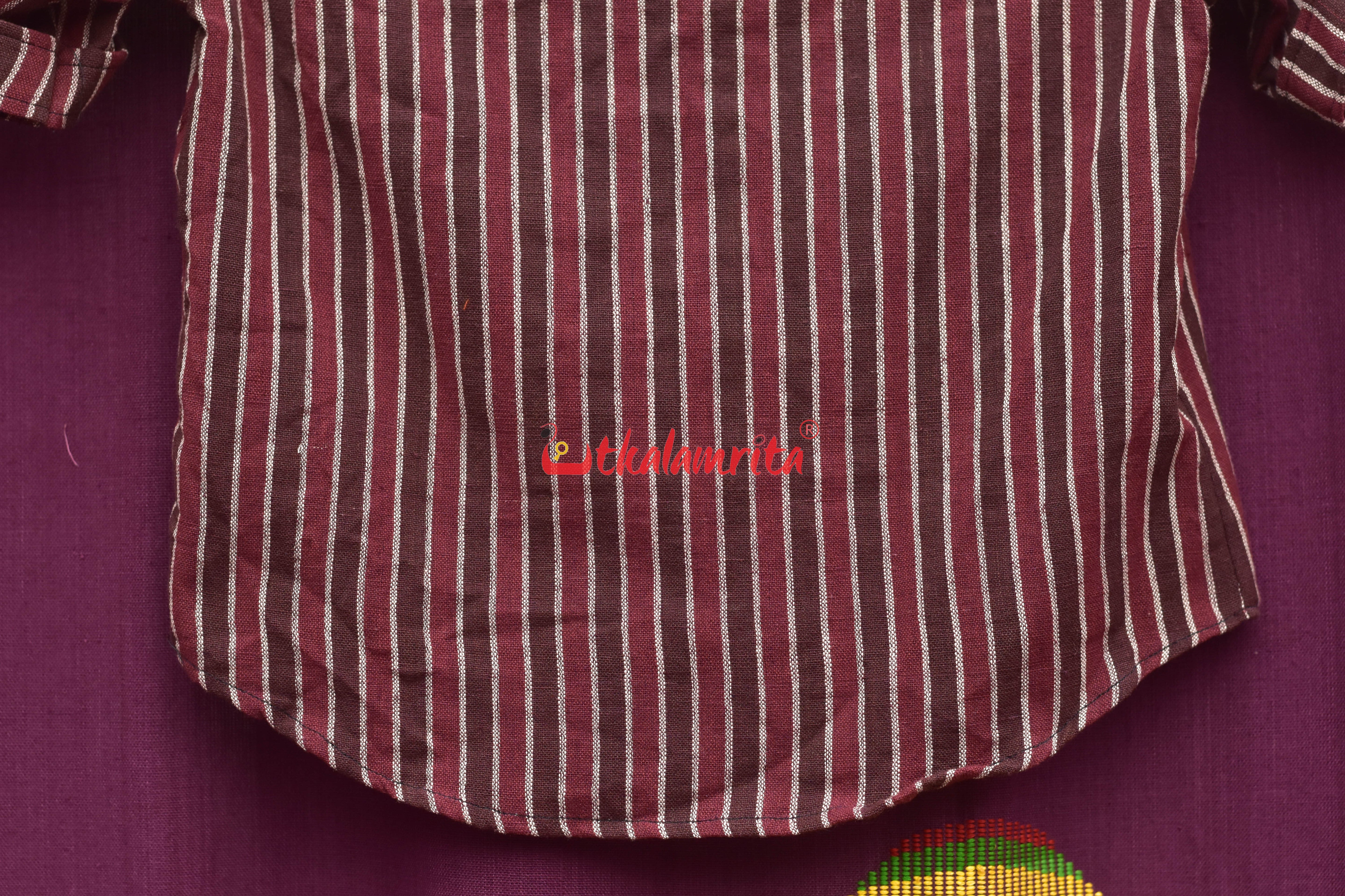 Maroon Coffee Lines Kotpad (kids Shirt)