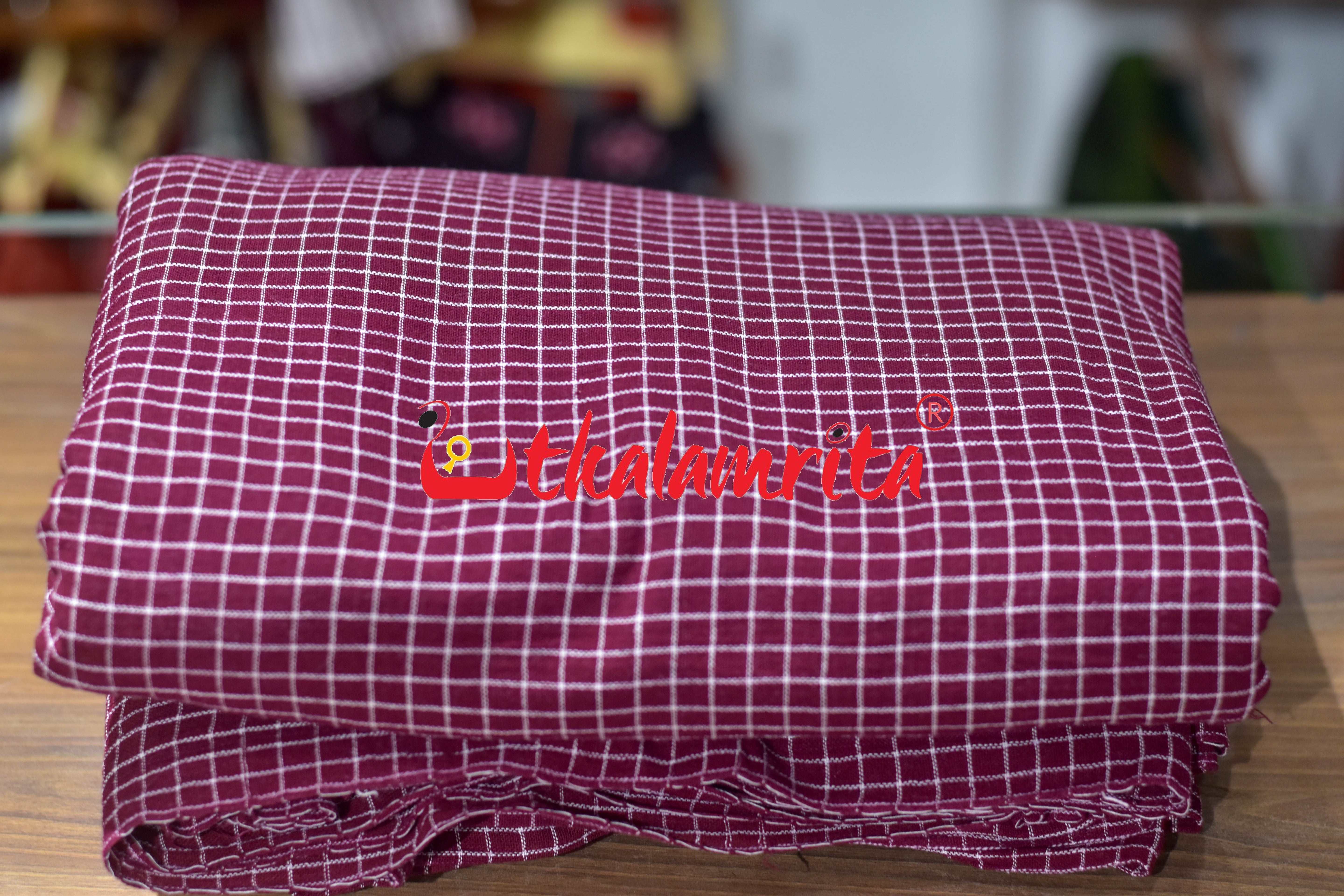 Maroon Check Kotpad (Fabric)