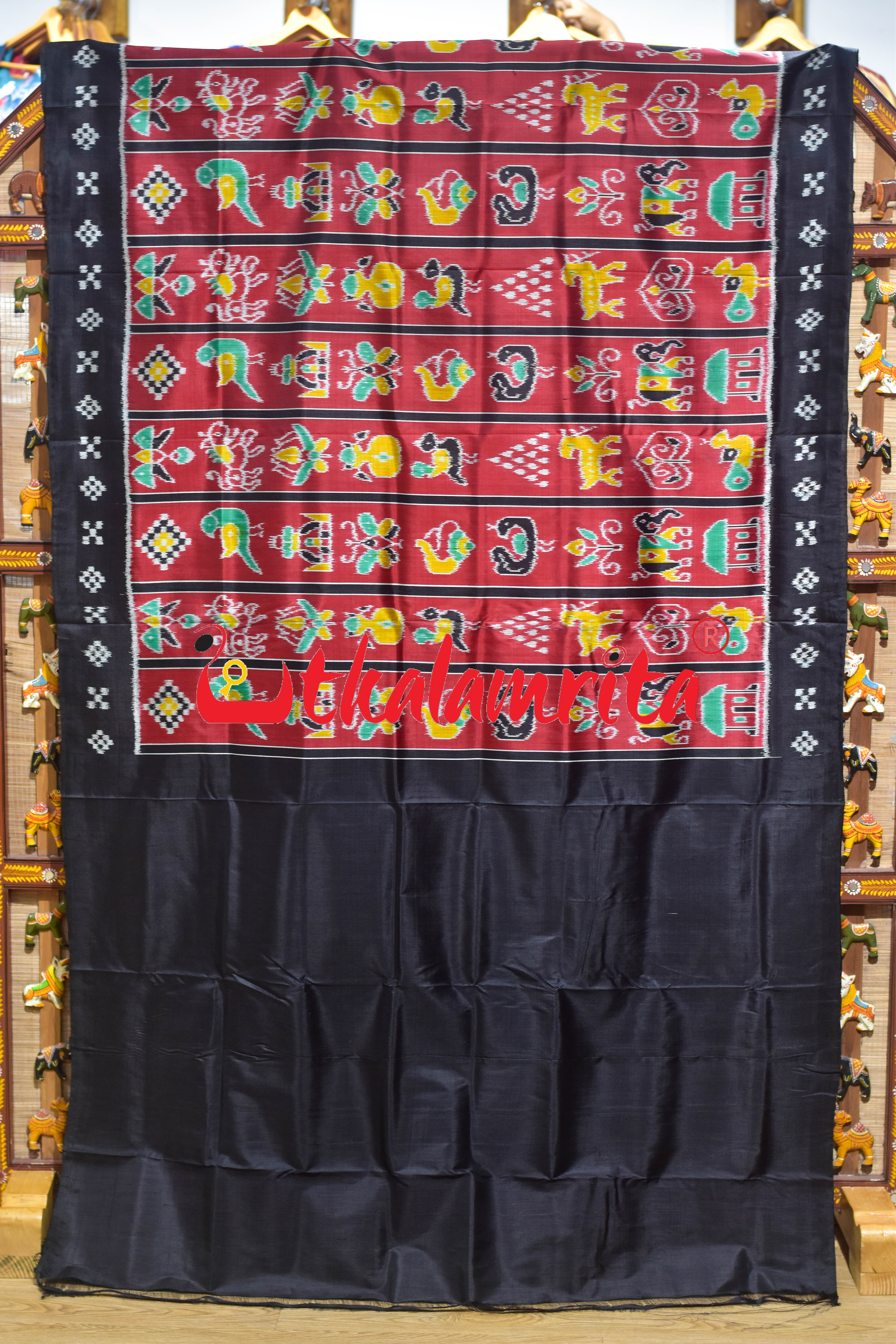 Maroon Black Pasapali Border Nabakothi Silk Saree