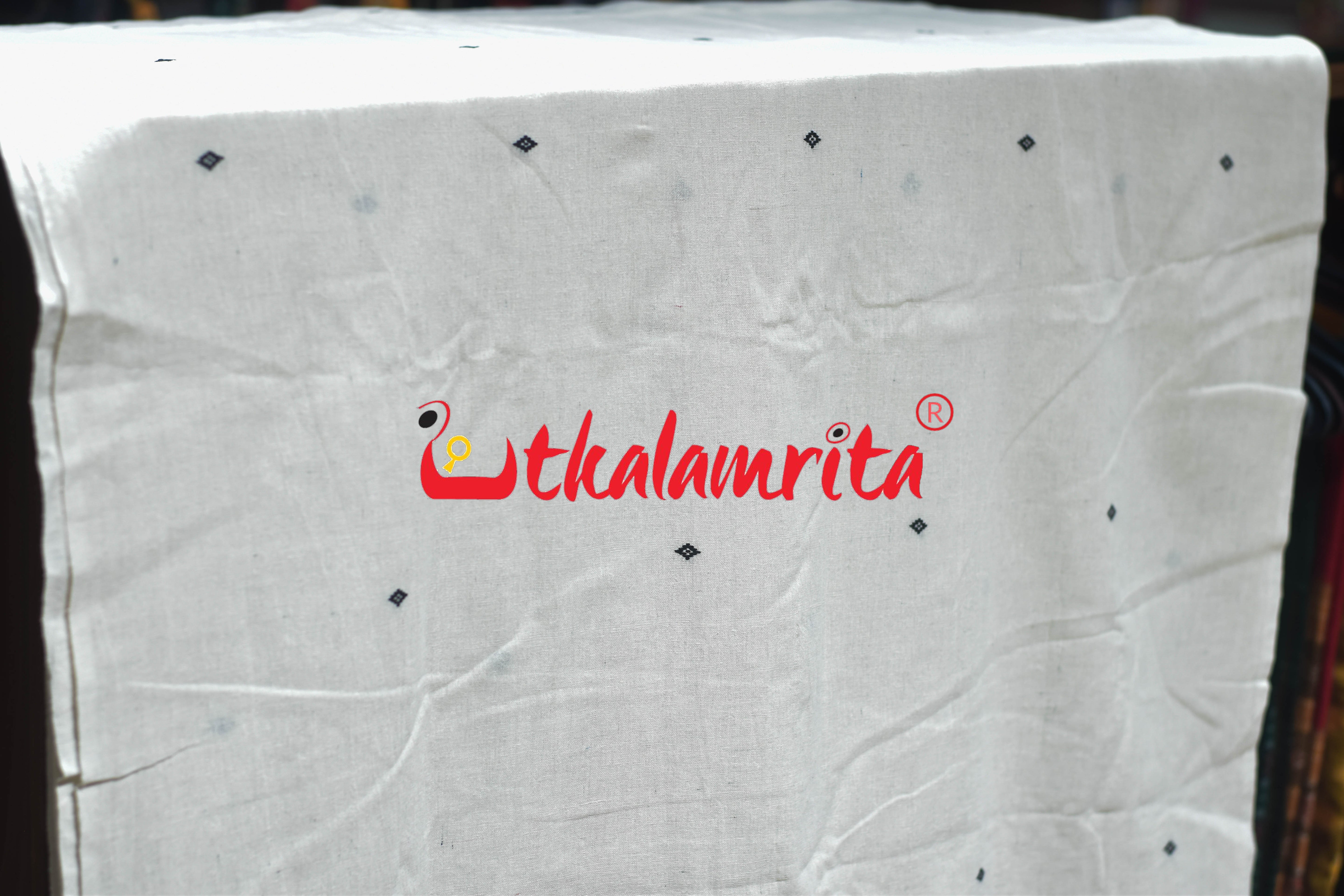 White with Black Buti Kotpad (Fabric)