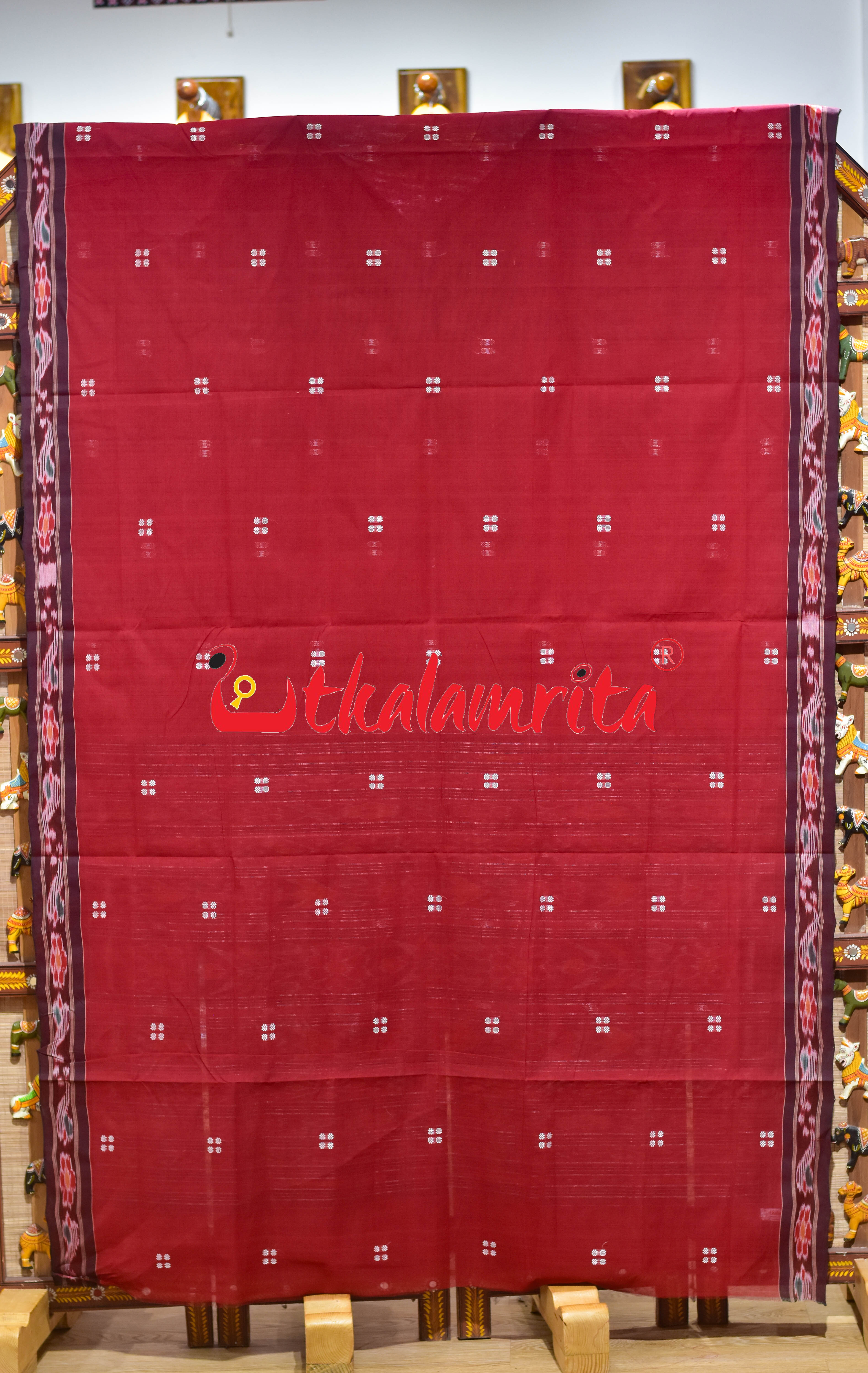Red Coffee Pittala Single Cotton Saree