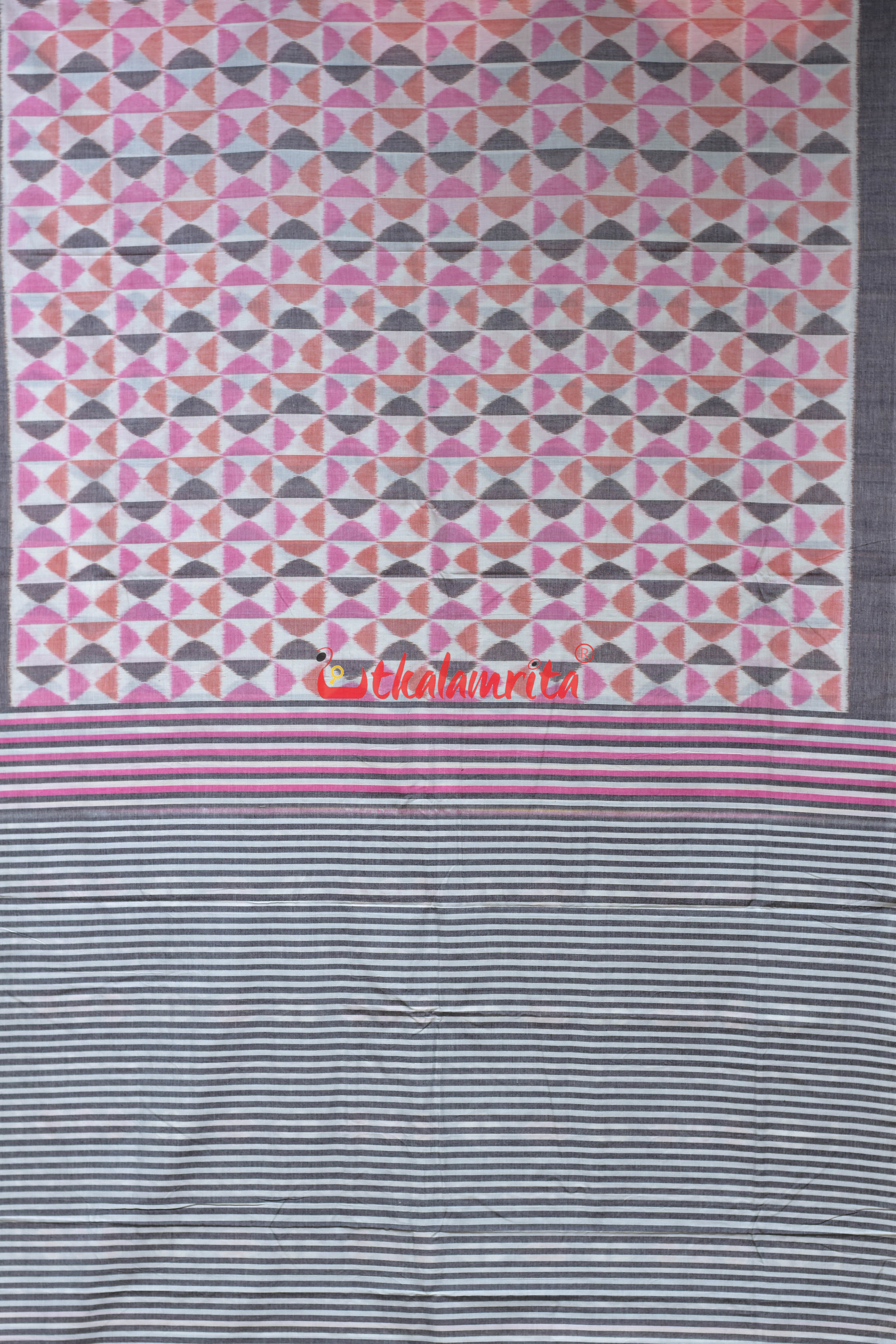 Pink Optical Illusions Patli Khandua Cotton Saree