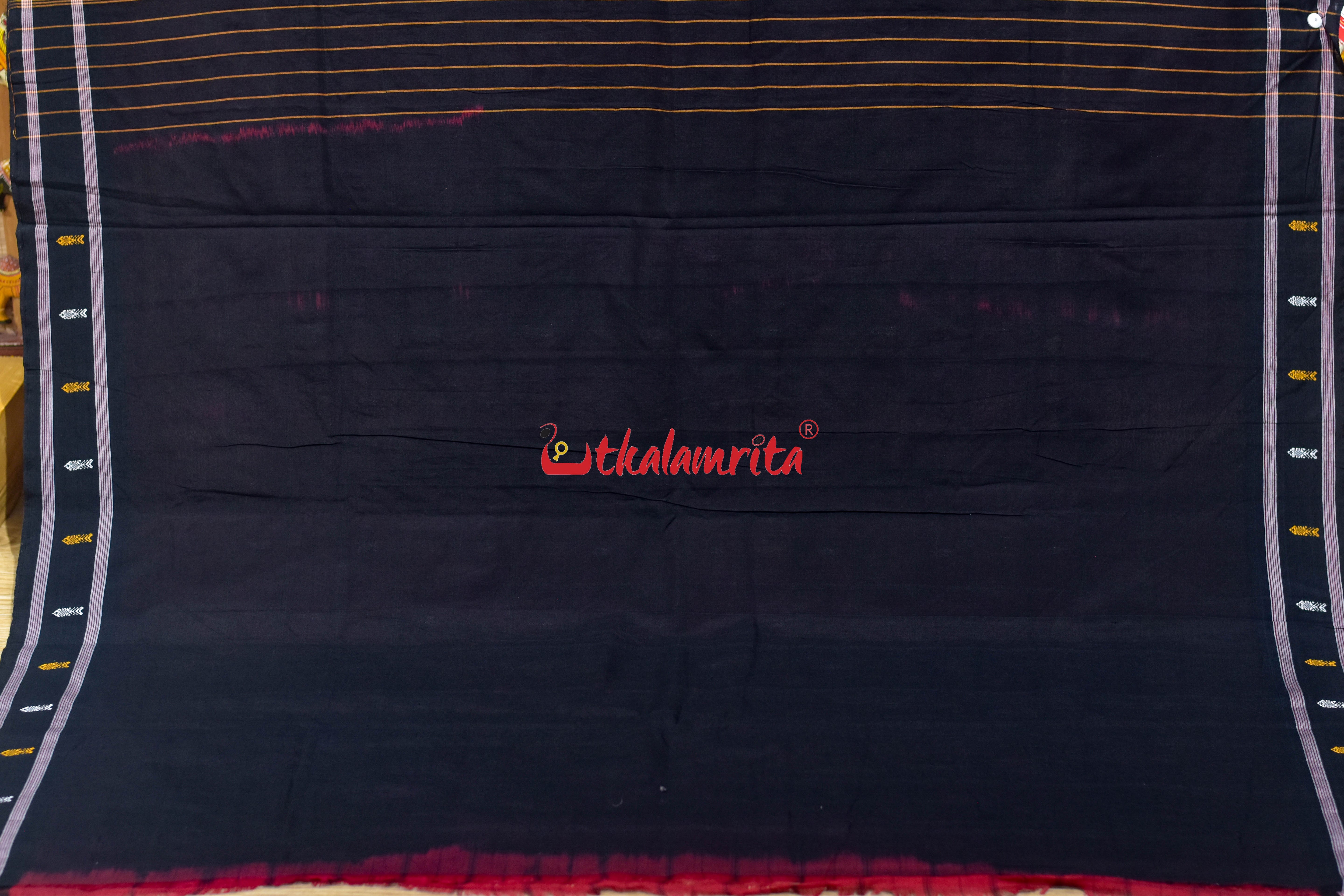 Nuapatna Hazar Buti Red Black Cotton Saree