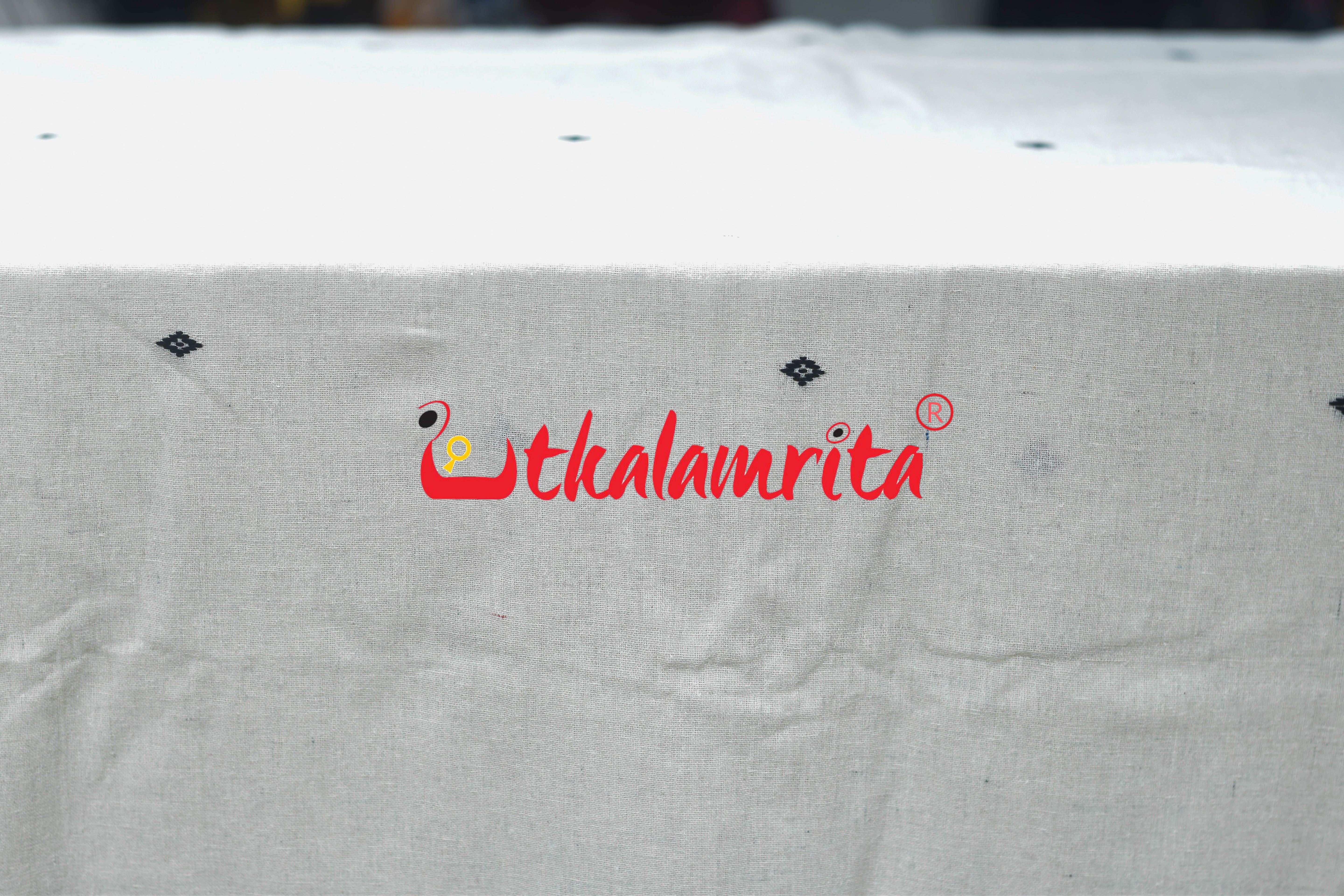 White with Black Buti Kotpad (Fabric)