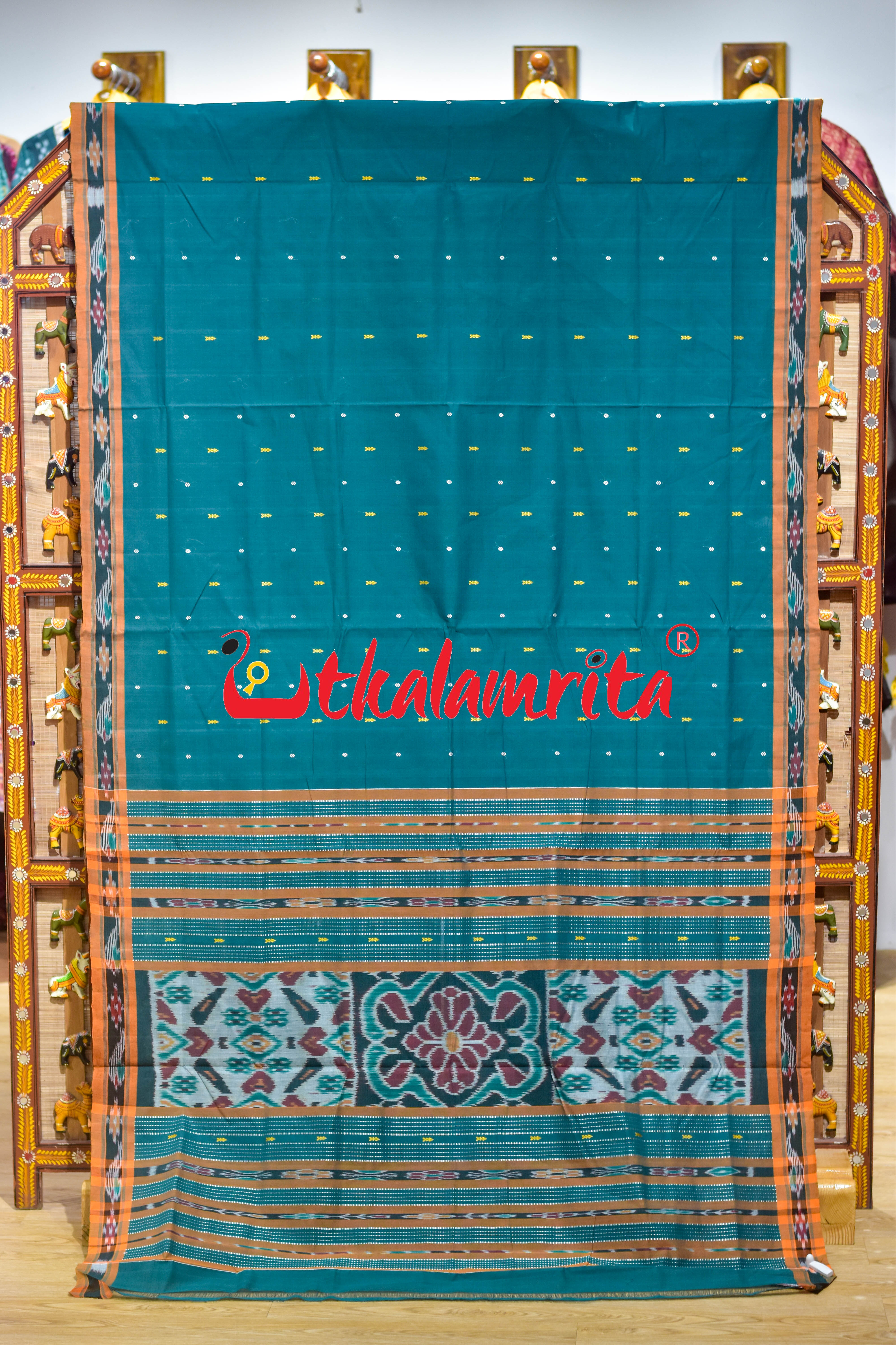 Green Yellow Chadhei Pittala Single Cotton Saree