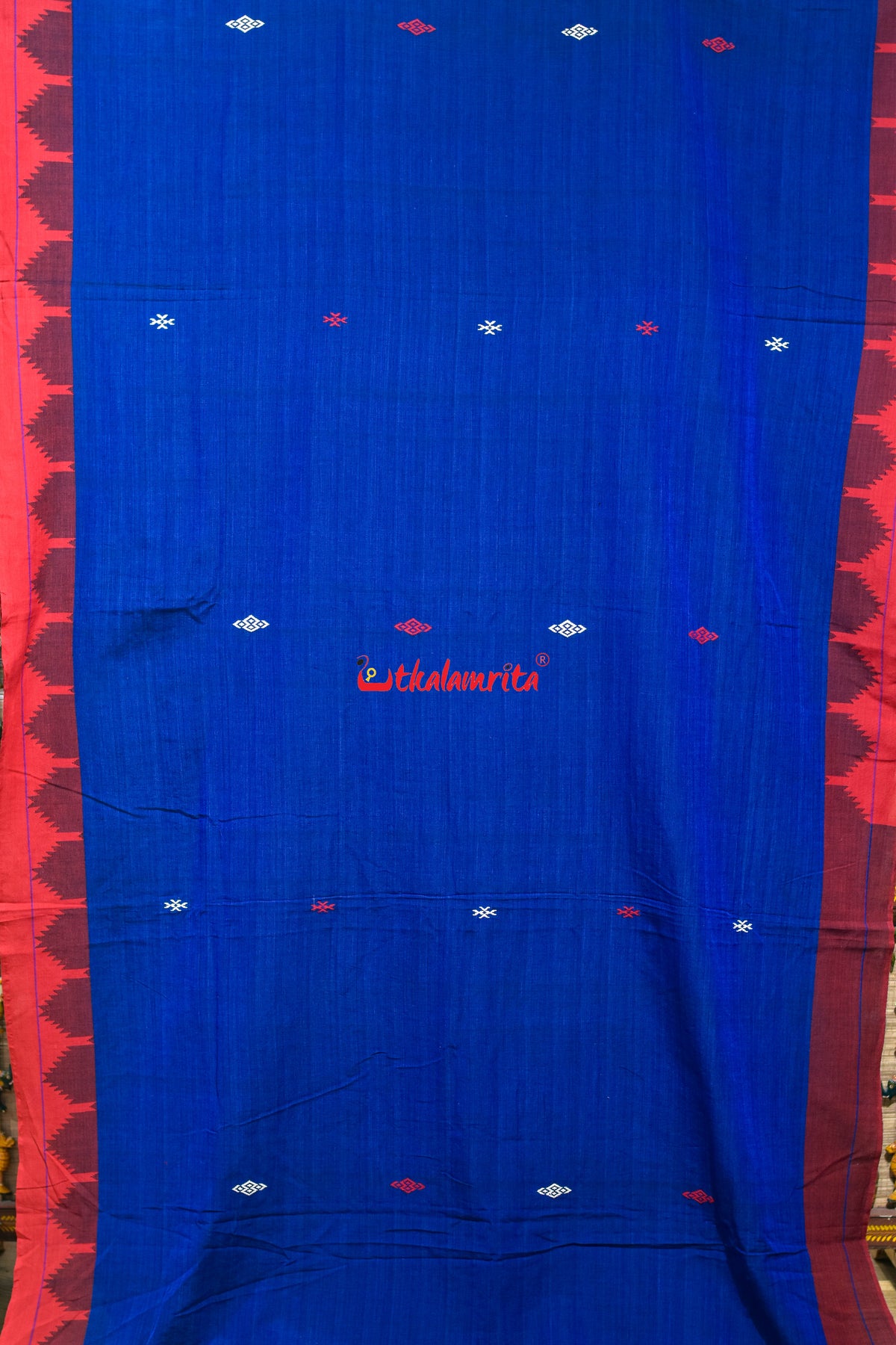 Indigo Red Temple Border Kotpad Cotton Saree