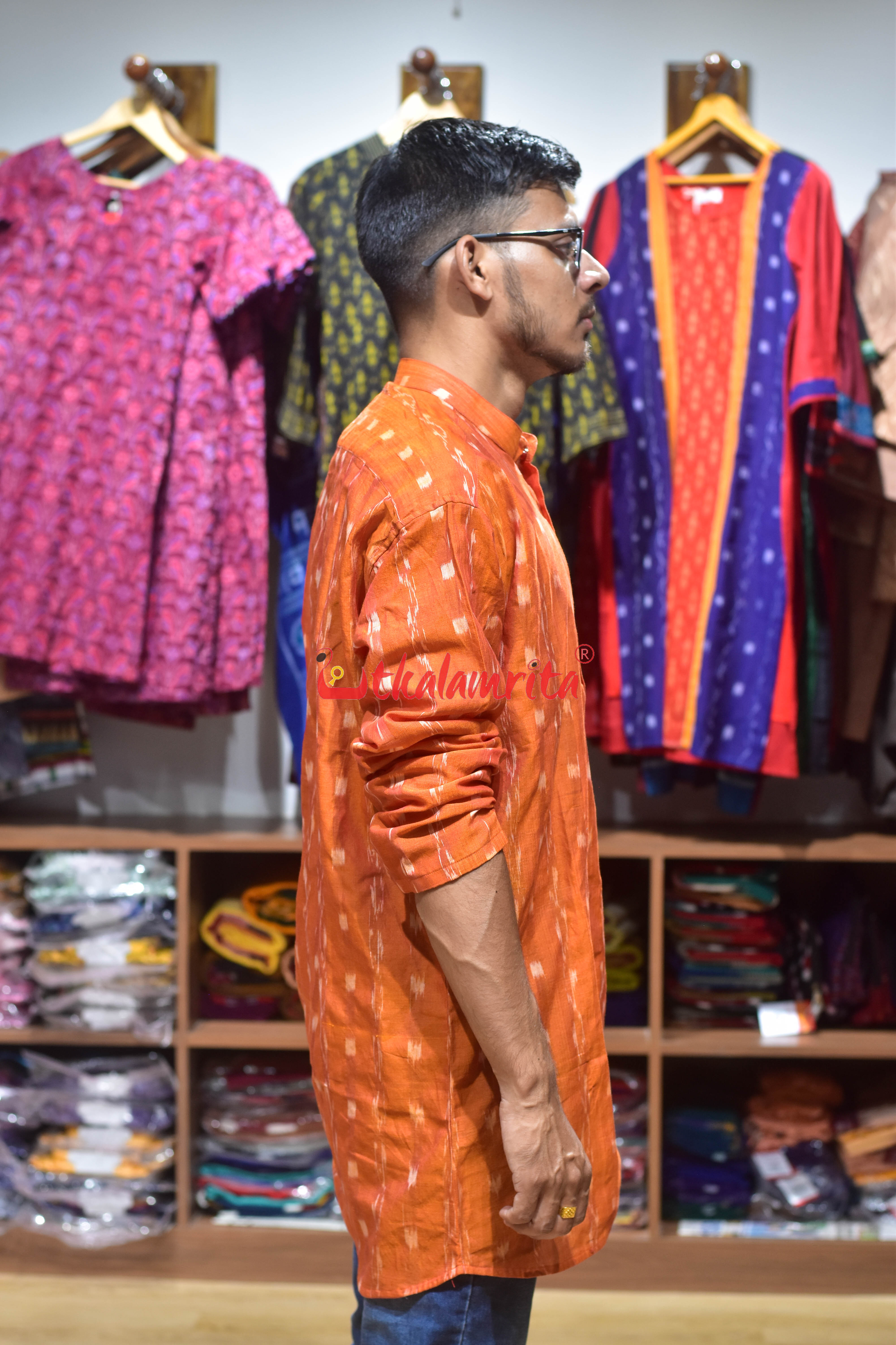 Orange Tipa Lata (Men's Short Kurta)