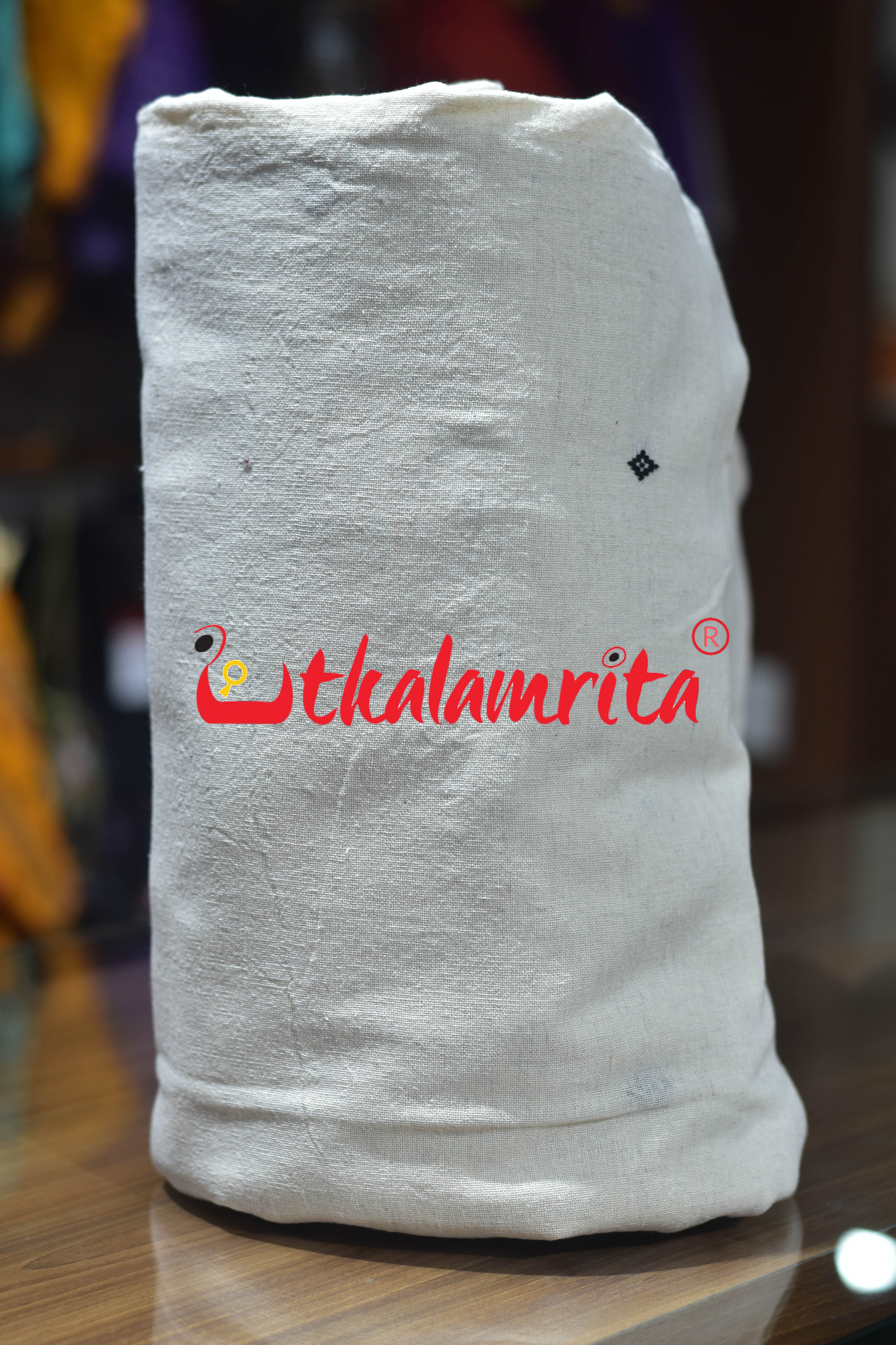 White with Black Buti Kotpad (Fabric)