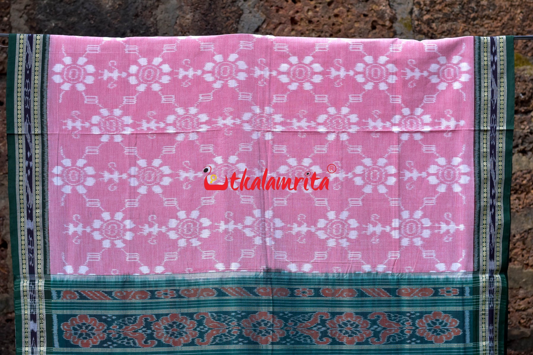 Baby Pink Tribal Khandua Cotton Saree with Bp