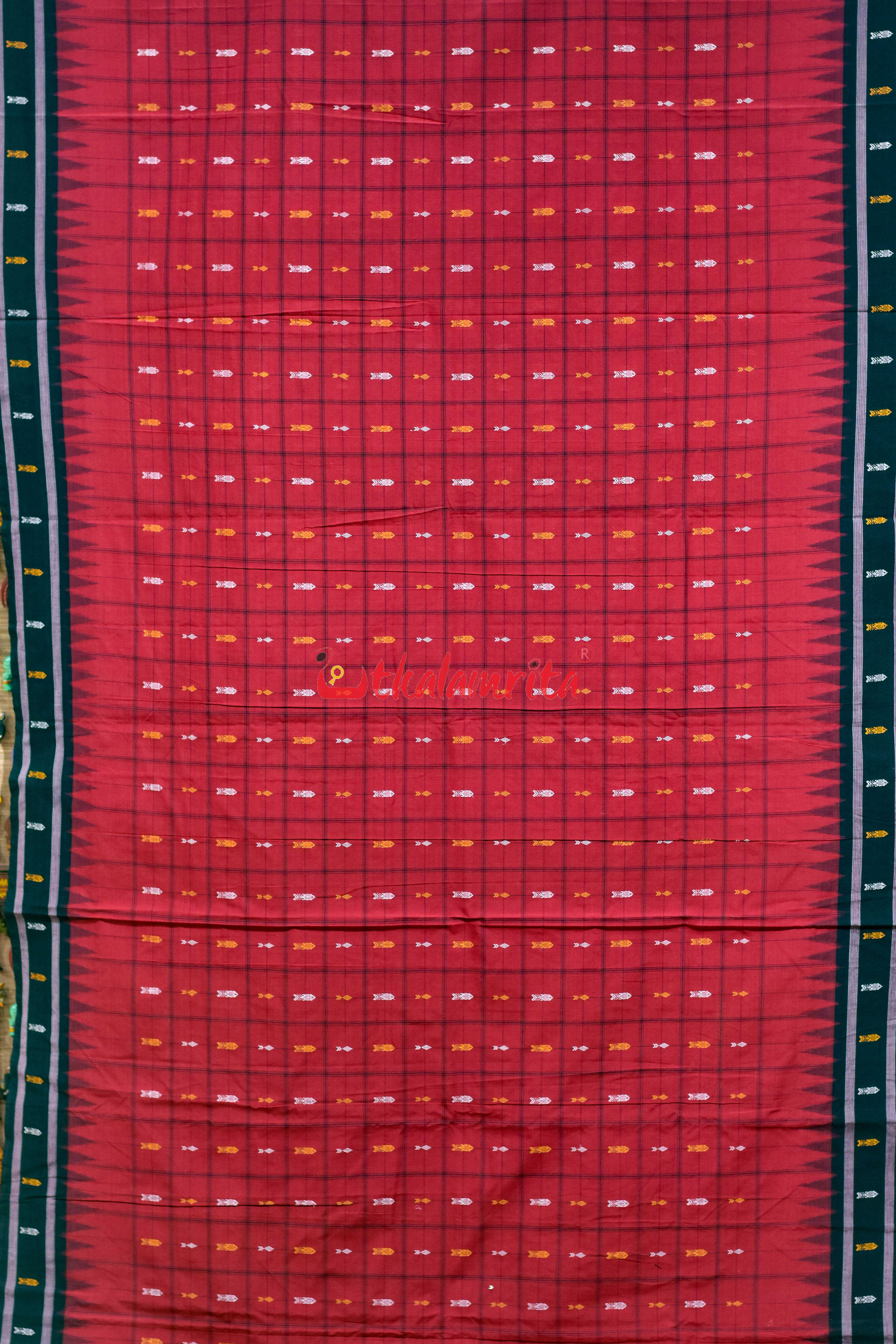 Nuapatna Hazar Buti Red Black Cotton Saree