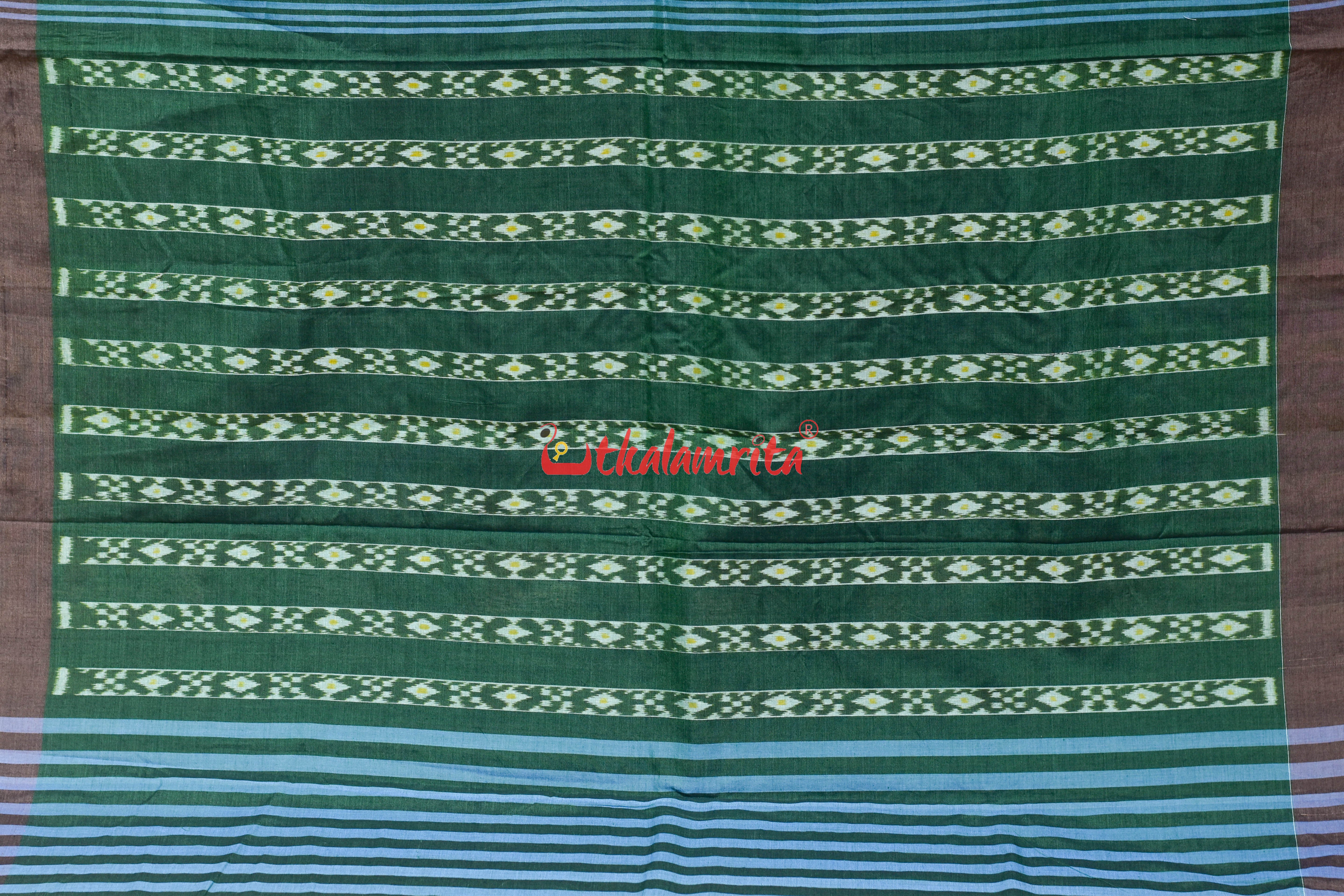 Green Mandala Art Khandua Cotton Saree
