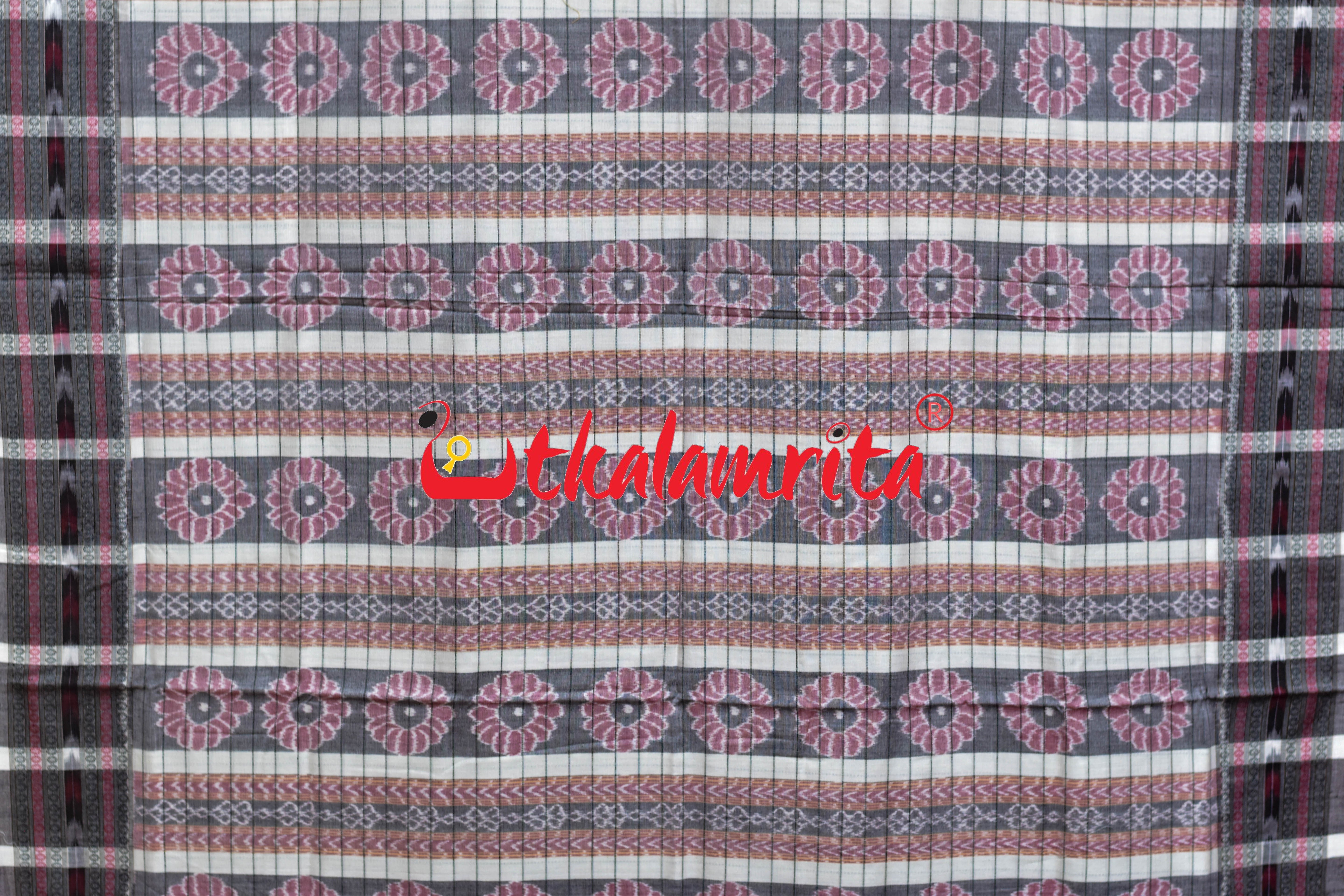 White Checks Border Dhanpatri Sambalpuri Cotton Saree
