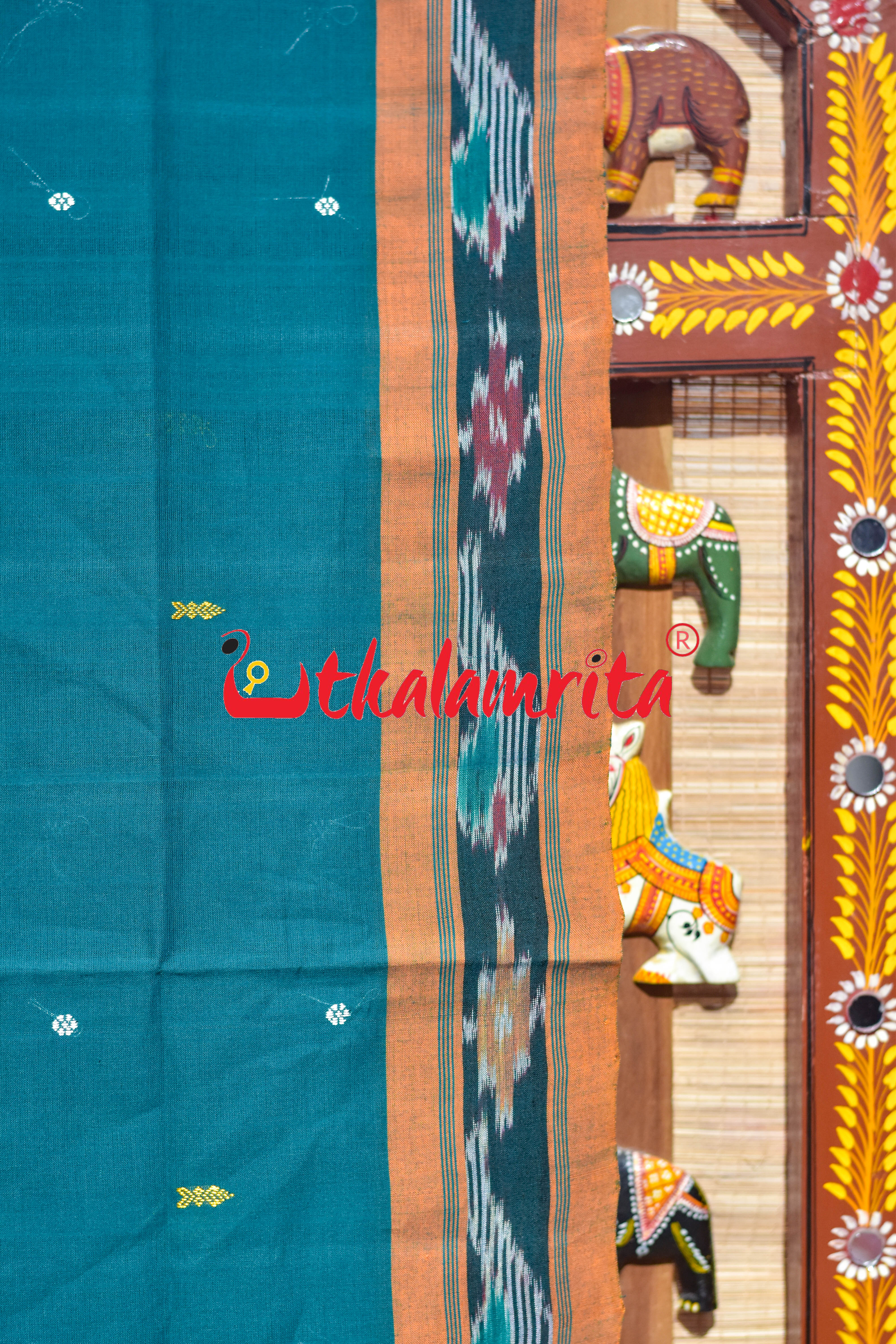 Green Yellow Chadhei Pittala Single Cotton Saree