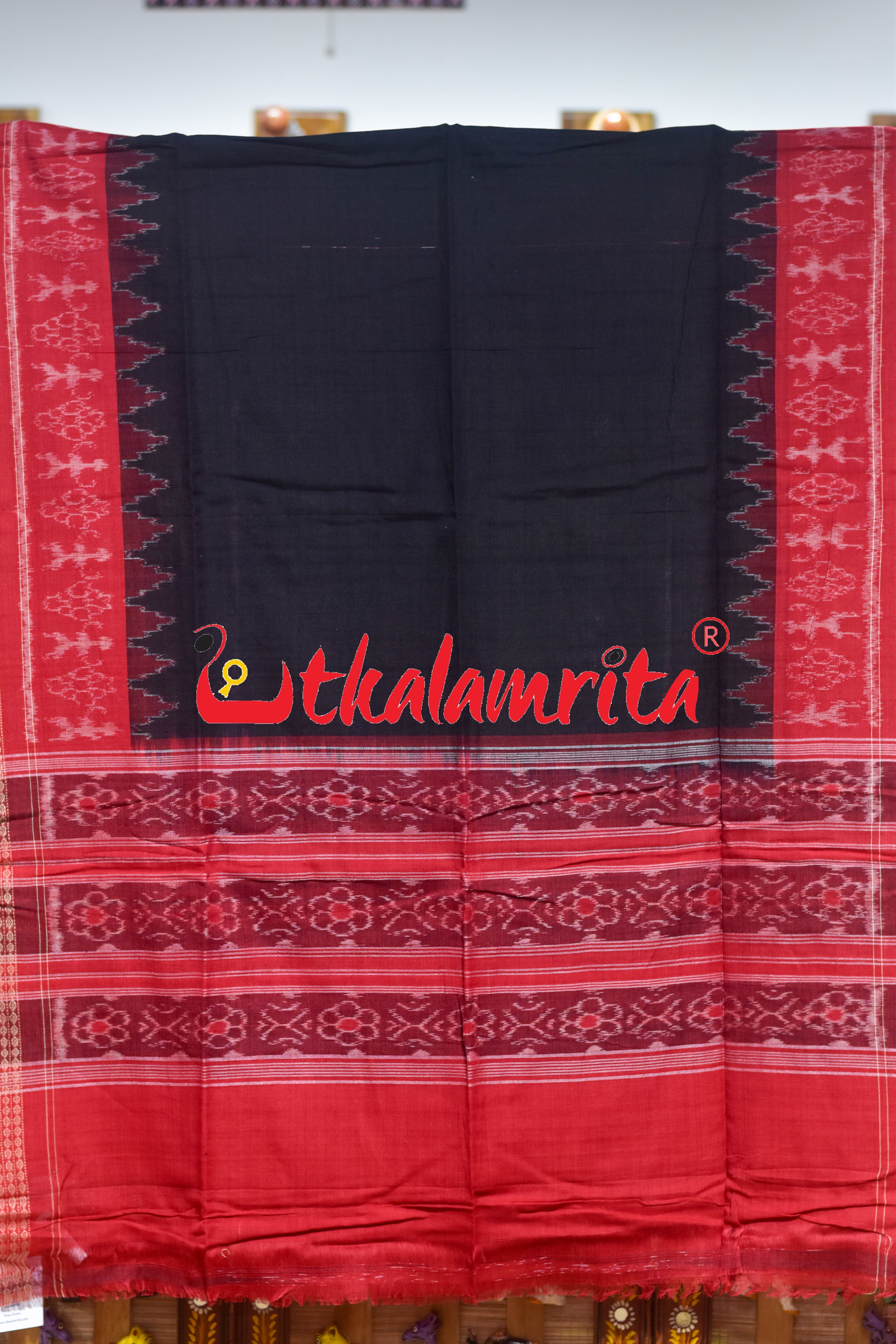 Red White Big Pasapali Sambalpuri Cotton Dress Set