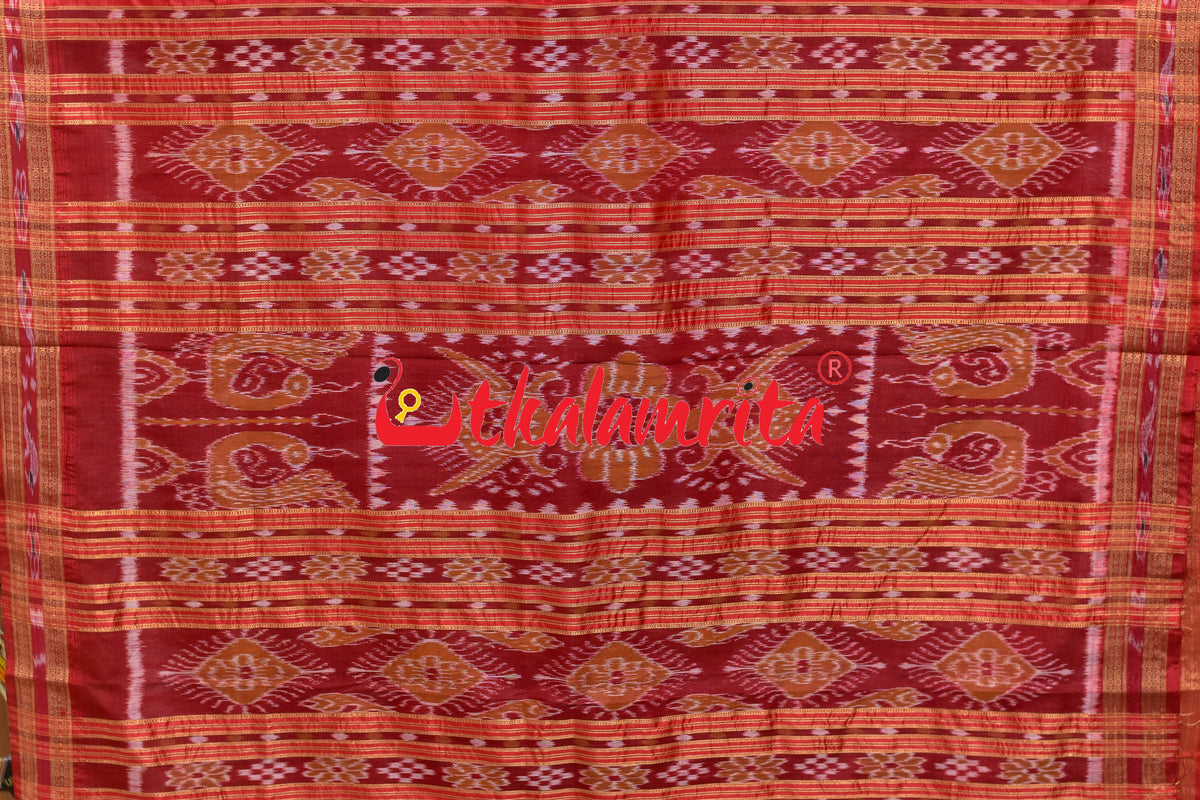 Red Sankha Khandua Silk Saree