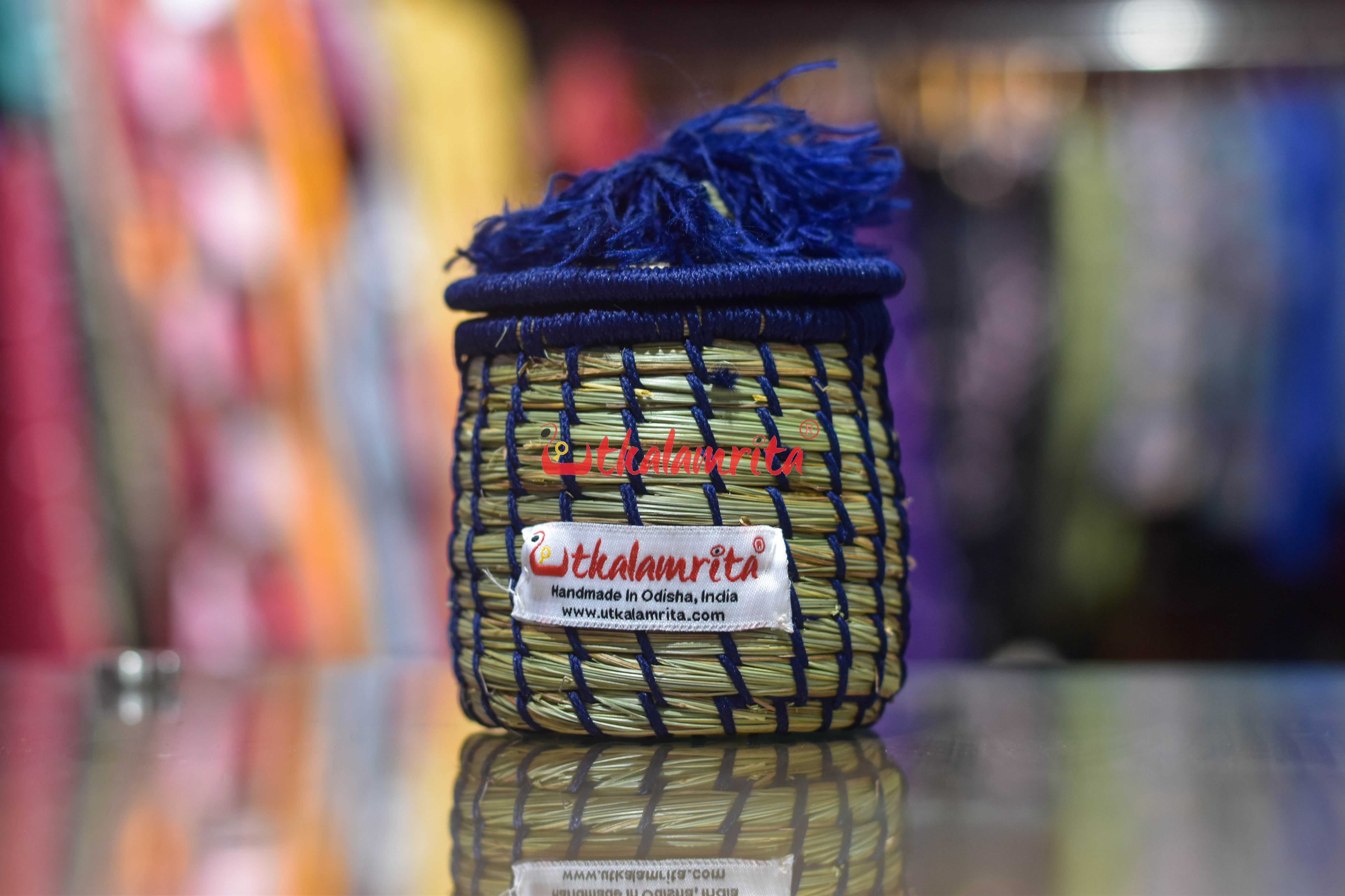 Sabai Grass Chuti Thread Jewellery Box Navy Blue