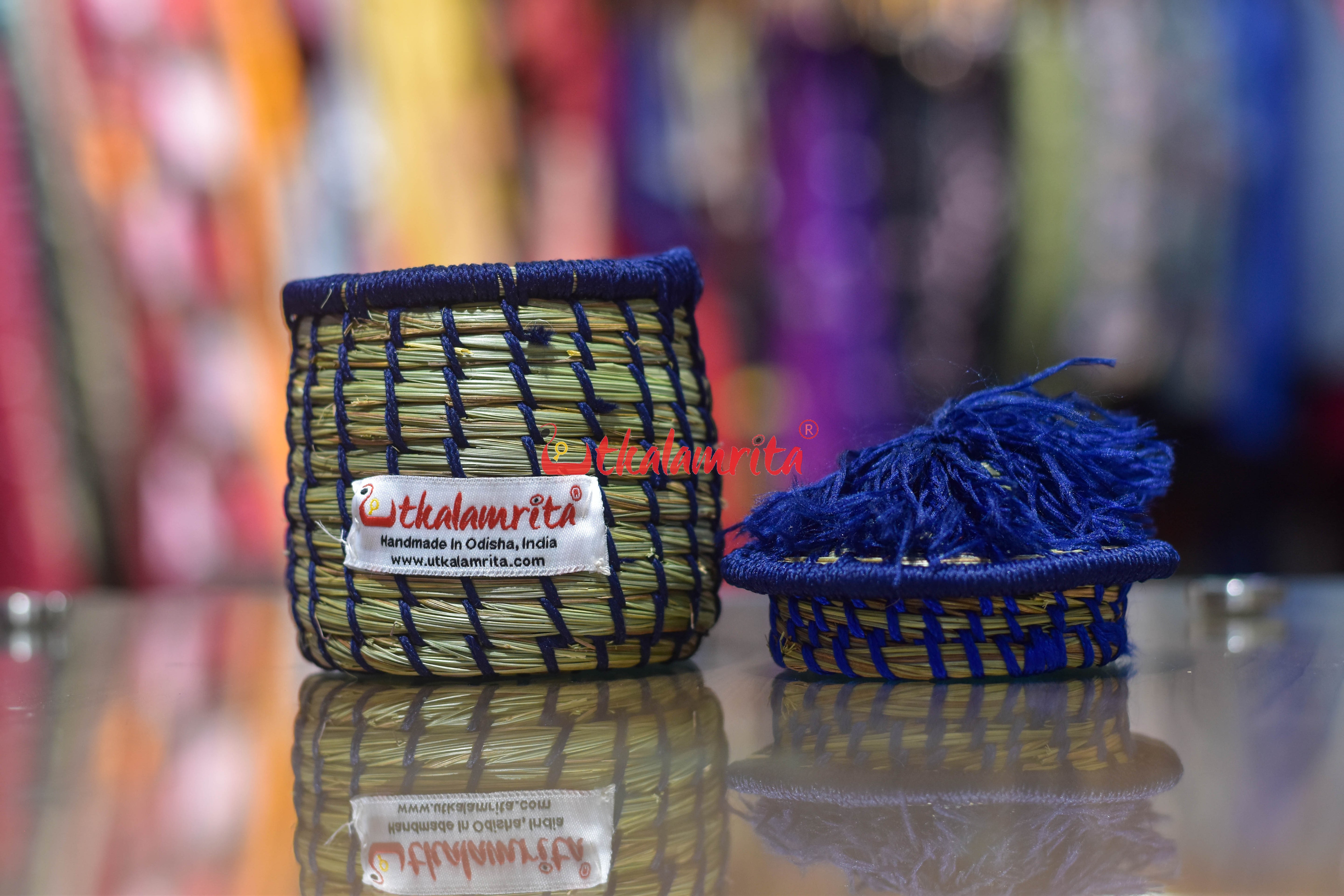 Sabai Grass Chuti Thread Jewellery Box Navy Blue