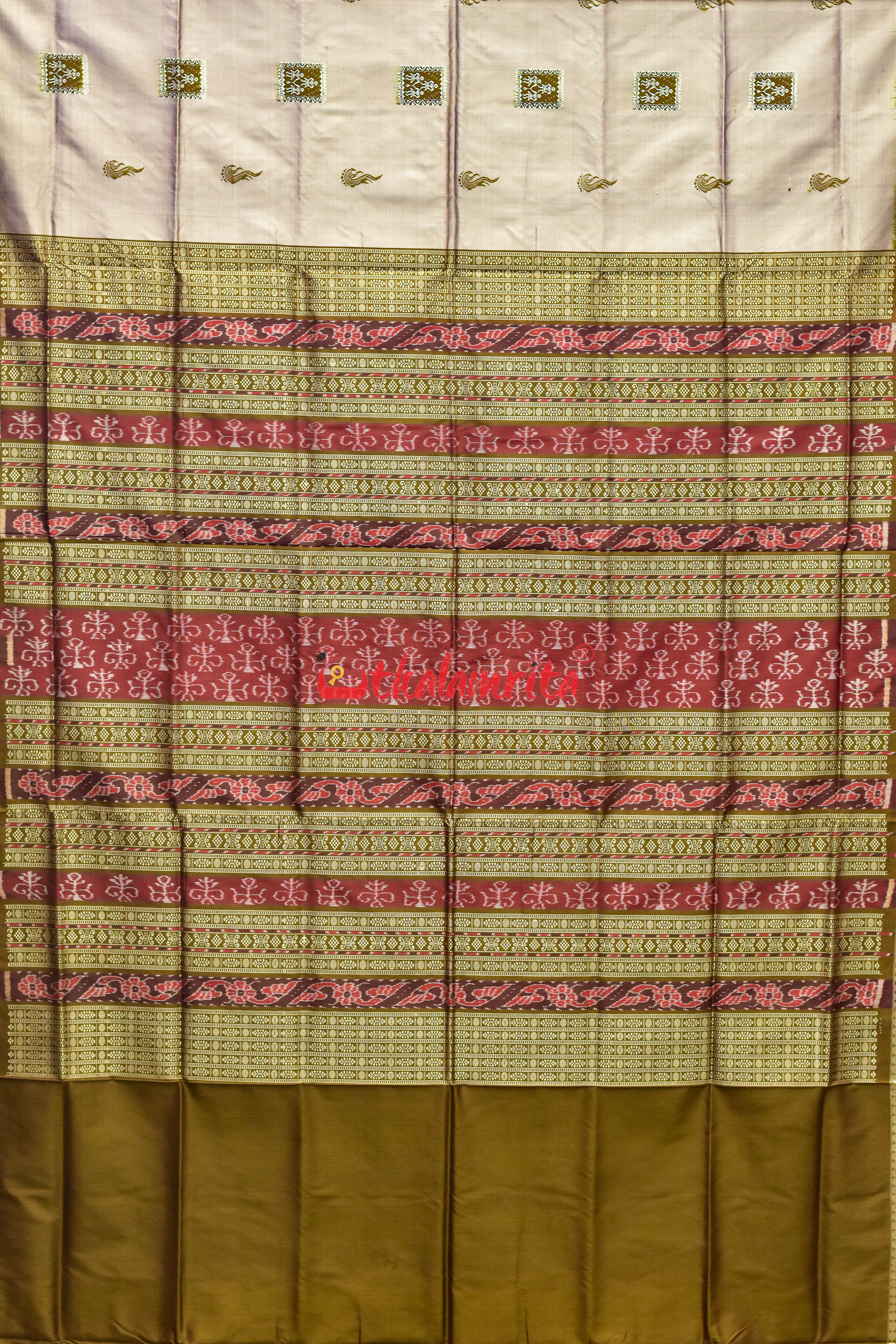 Box Bomkai Peach Janhiphuliya Bomkai Silk Saree