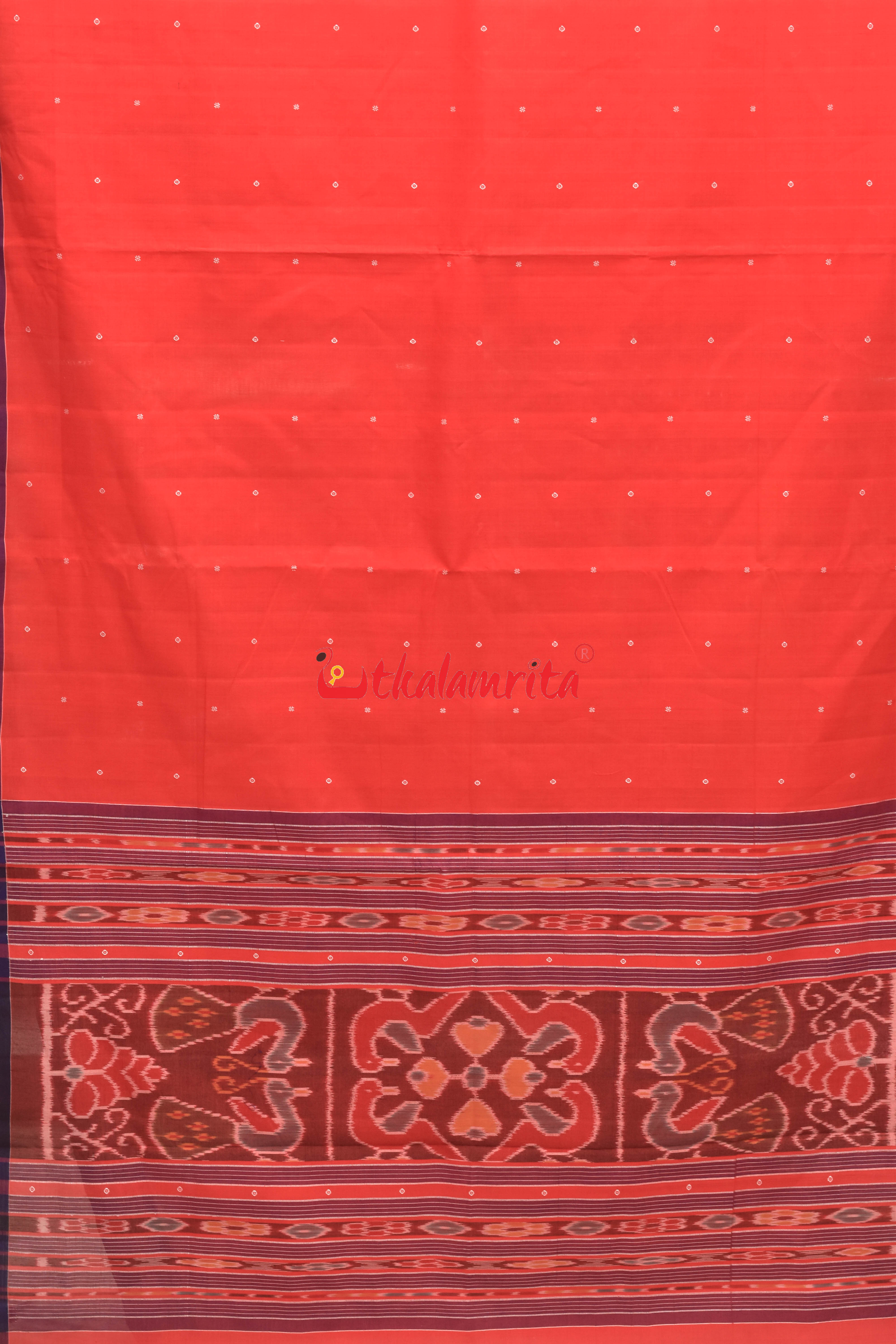 Tomato Red Pittala Single Cotton Saree