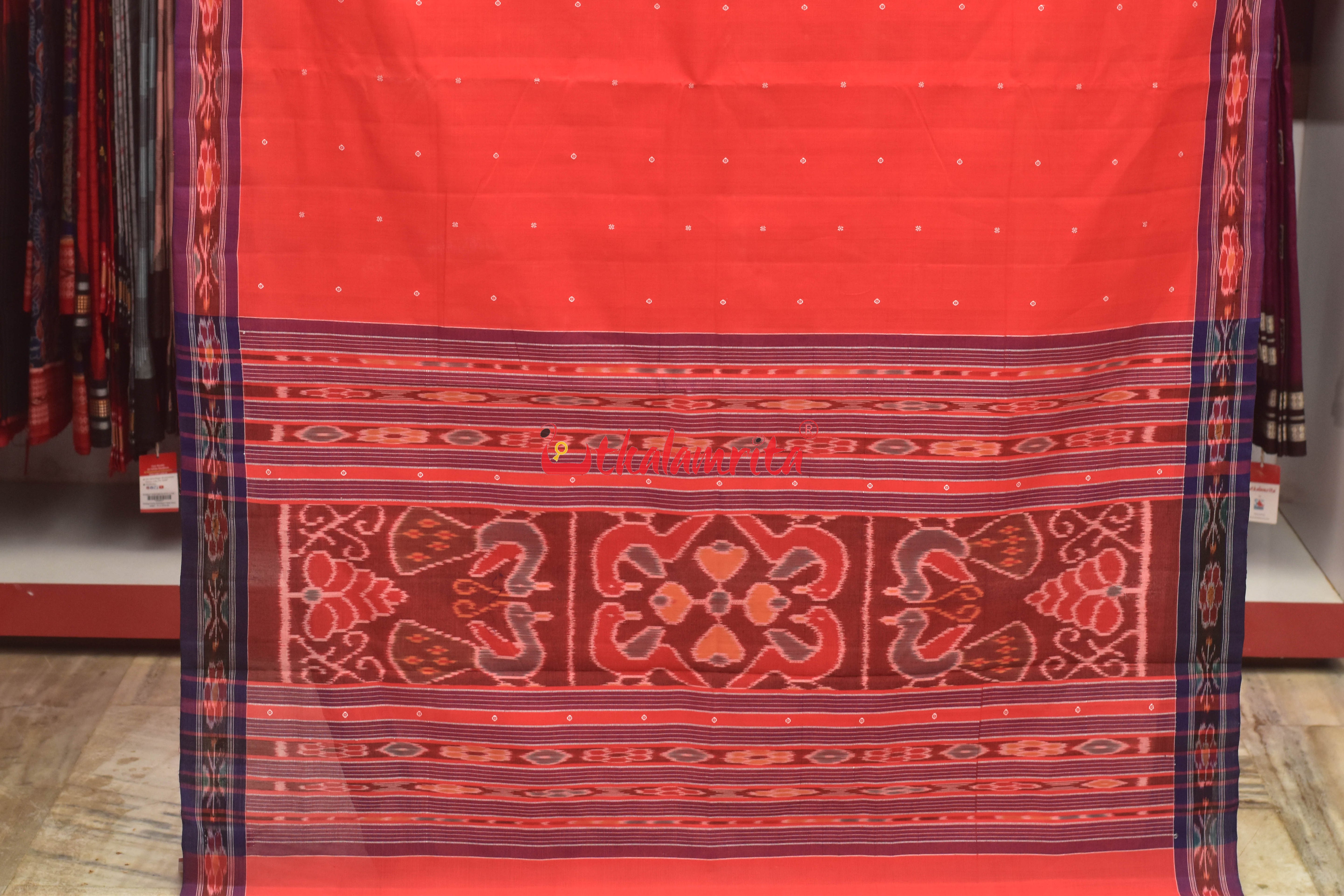 Tomato Red Pittala Single Cotton Saree