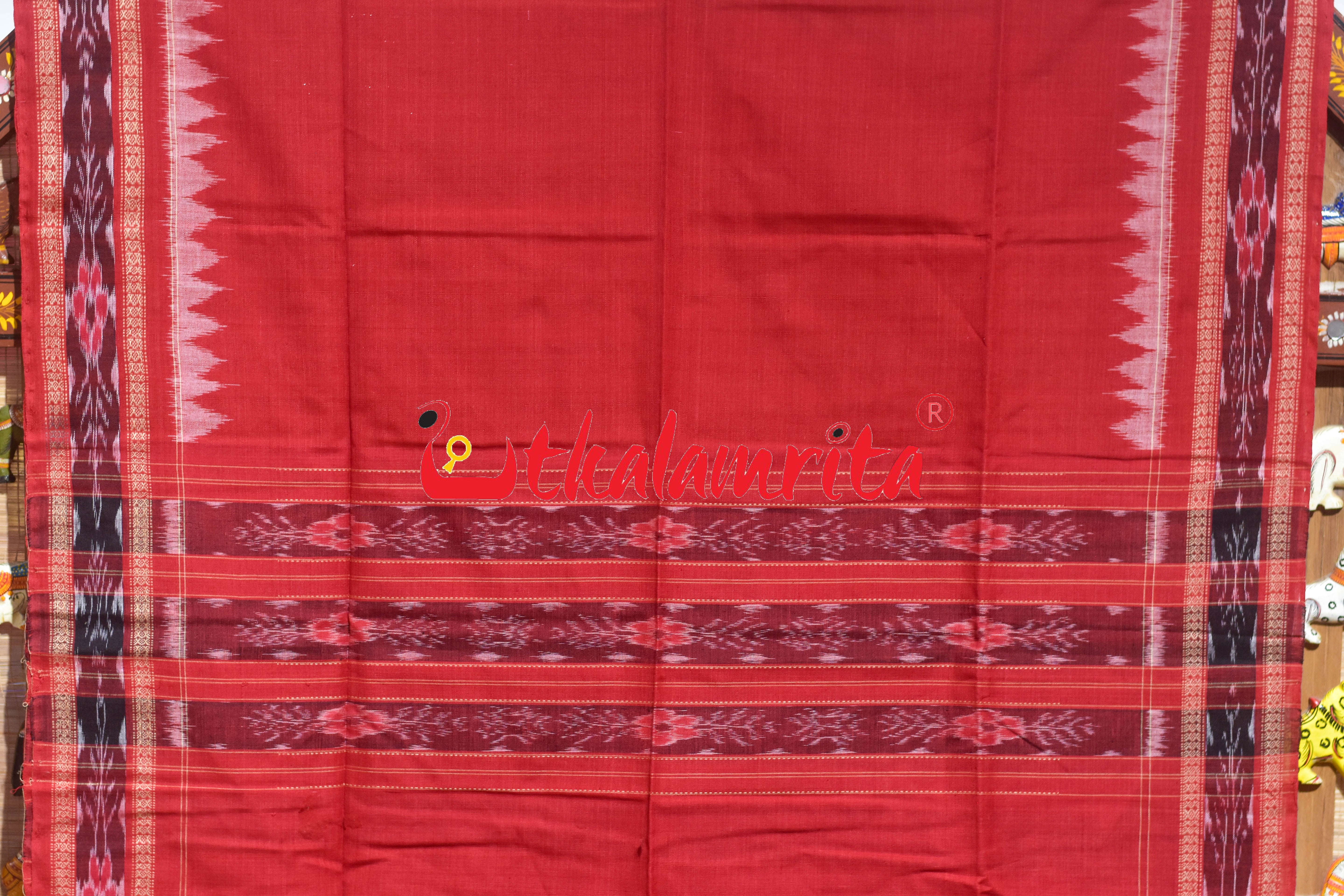 Mustard Red Jodi Tribals Sambalpuri Cotton Dress Set