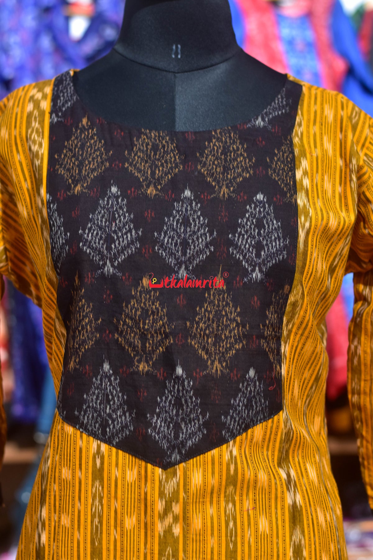 Mustard Hues Black Gacha Design (Ladies' Kurti)