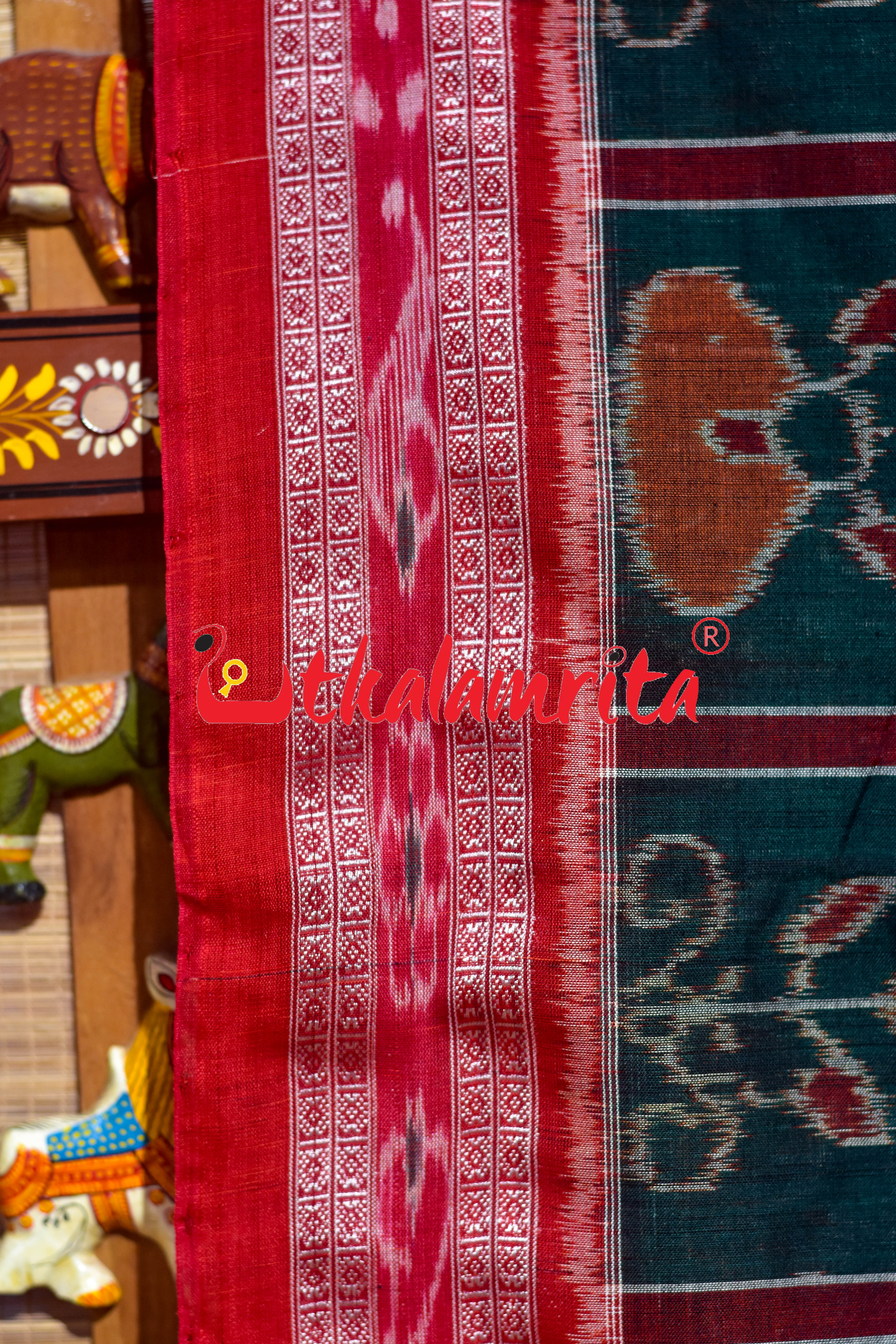 Bottle Green Nabakothi Khandua Cotton Saree