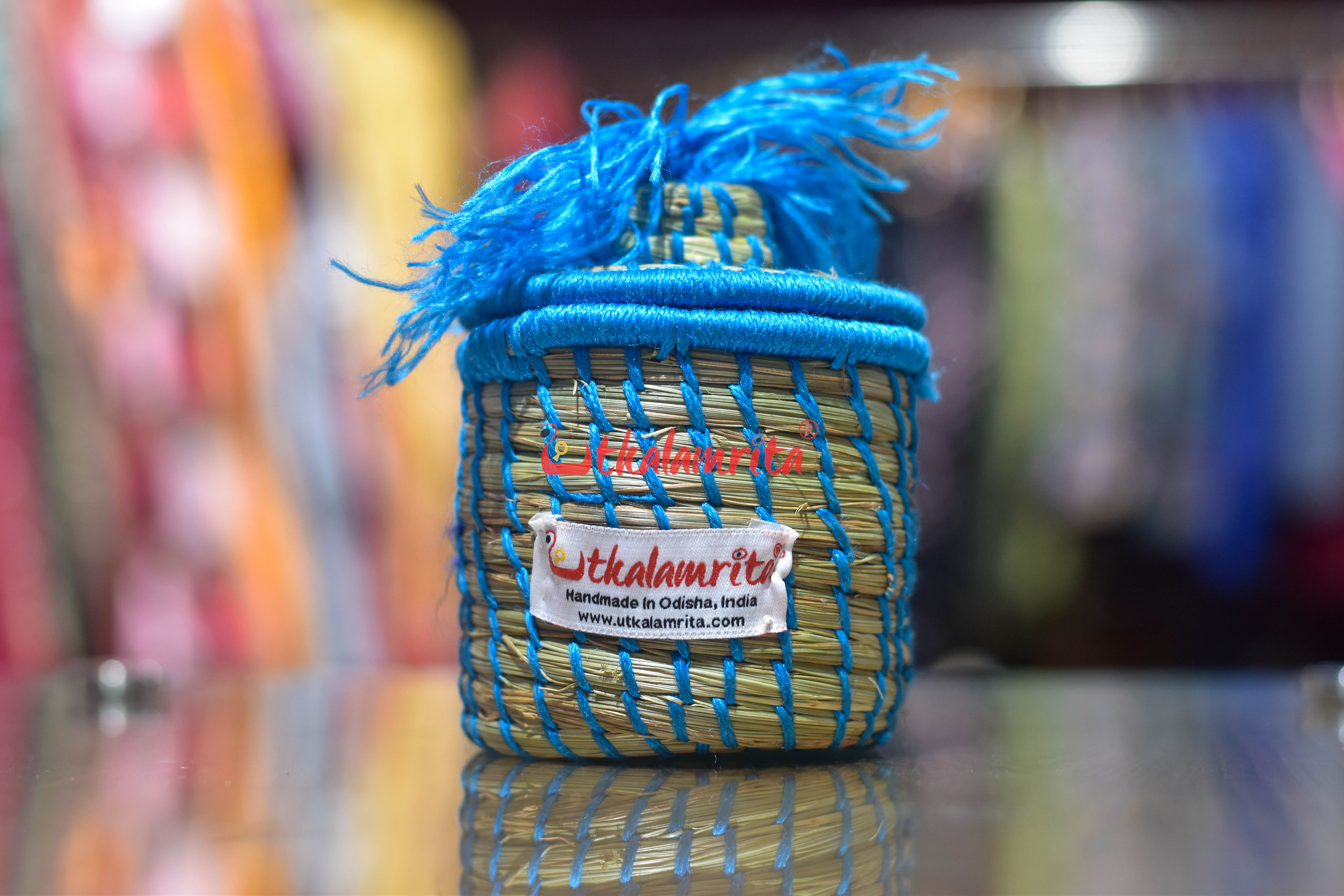 Sabai Grass Chuti Thread Jewellery Box Blue