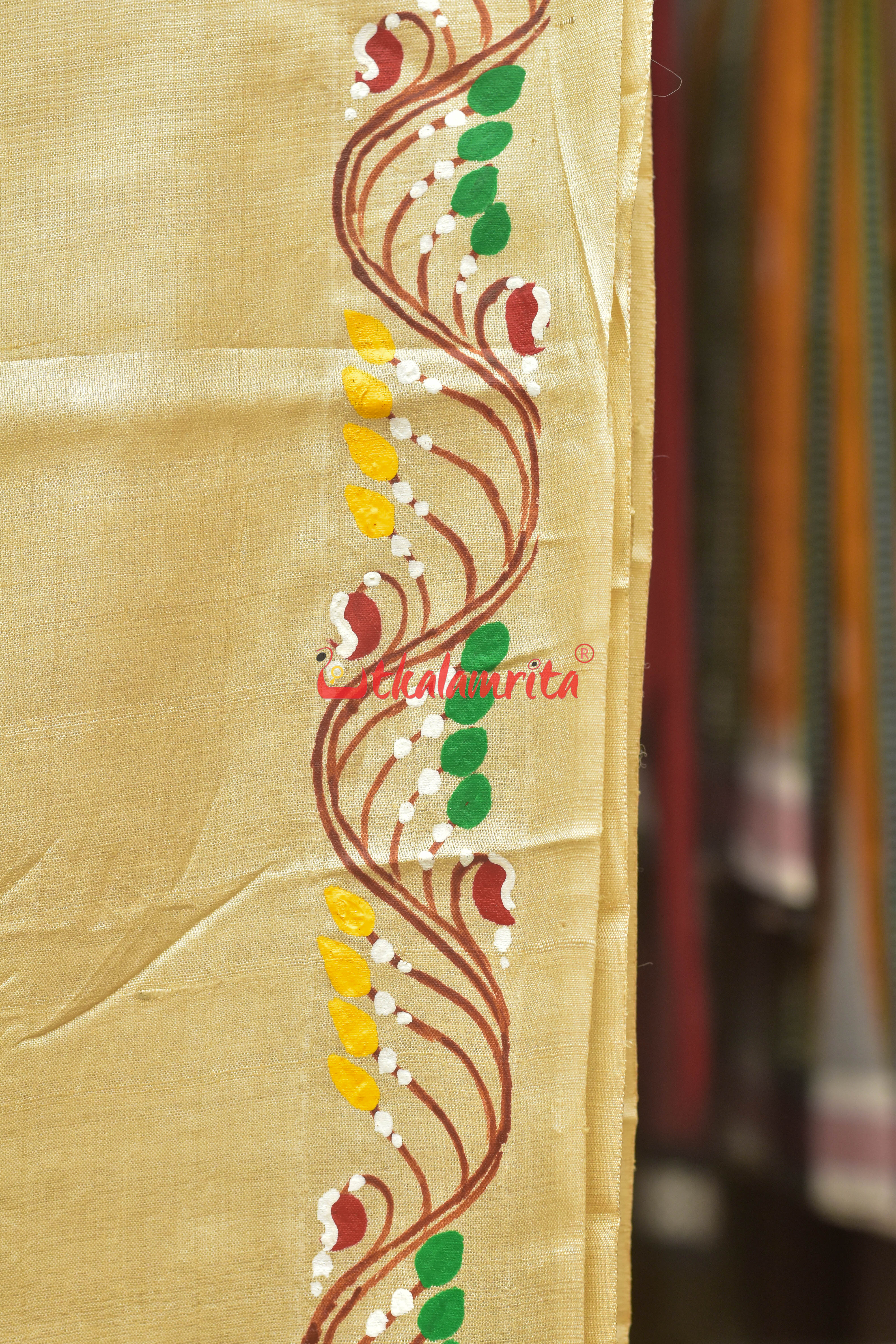 Sakuntala and Deer Pattachitra Tussar Silk Saree