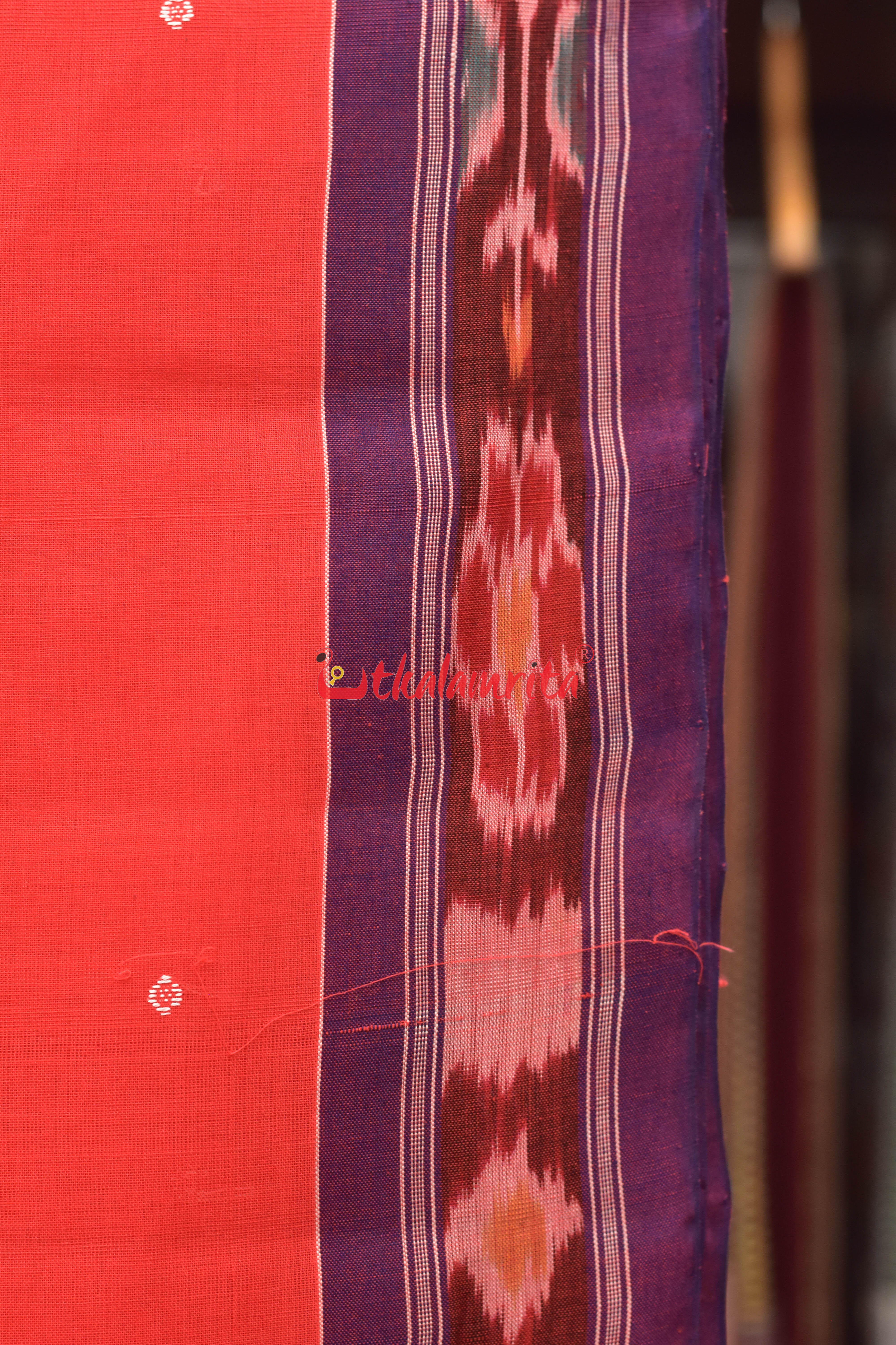 Tomato Red Pittala Single Cotton Saree