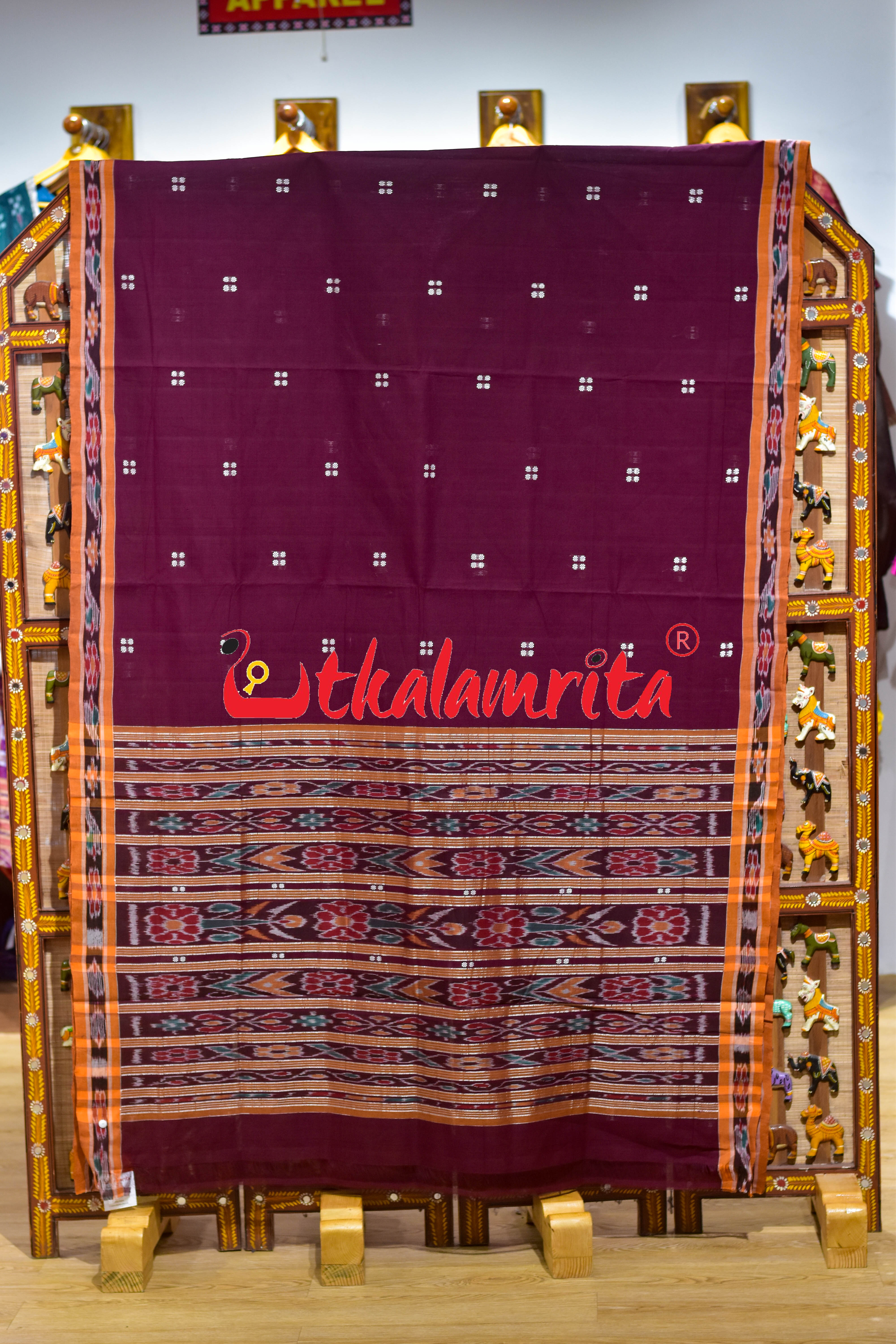 Coffee Orange Pittala Single Cotton Saree