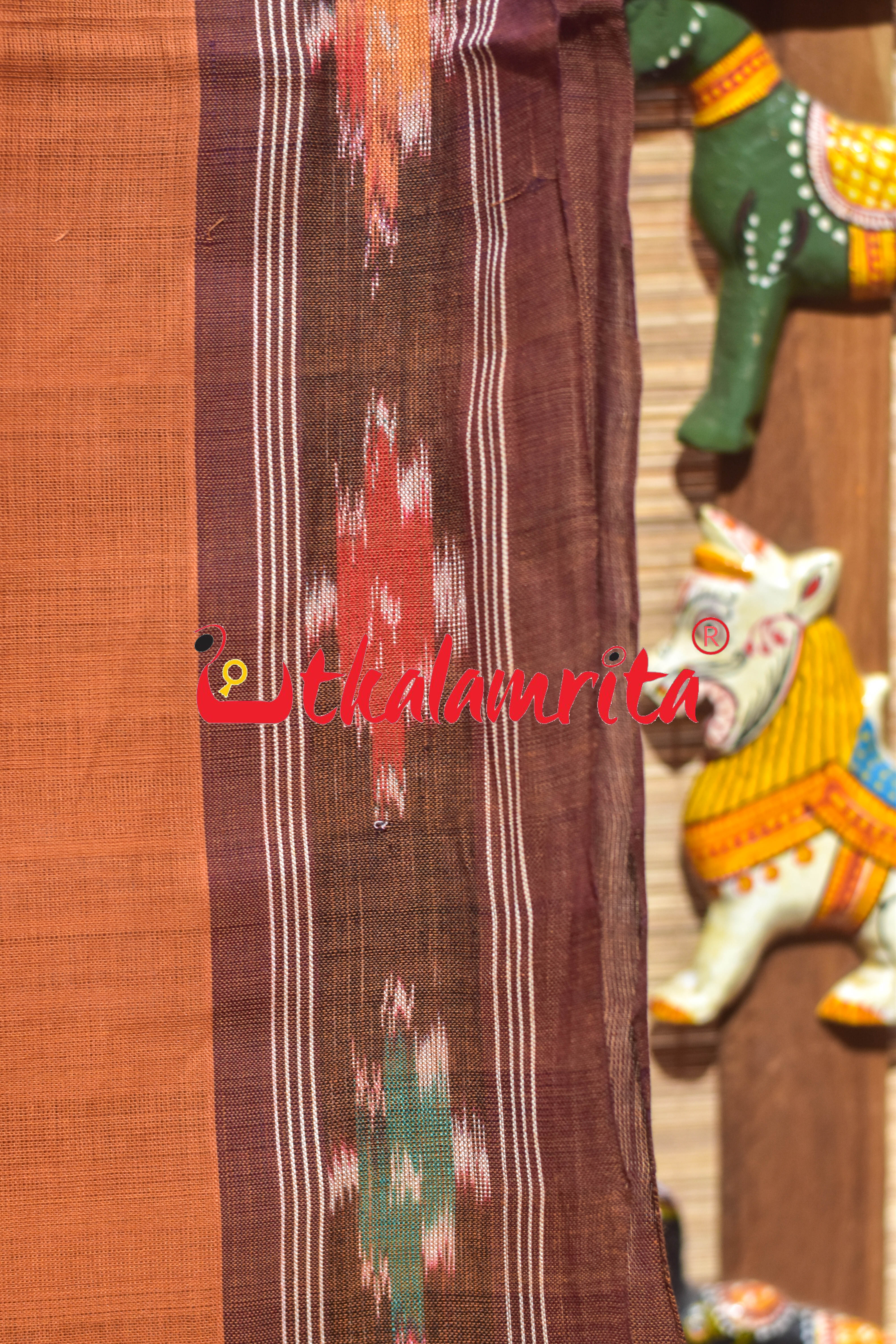 Brown Single Buti Pittala Single Cotton Saree