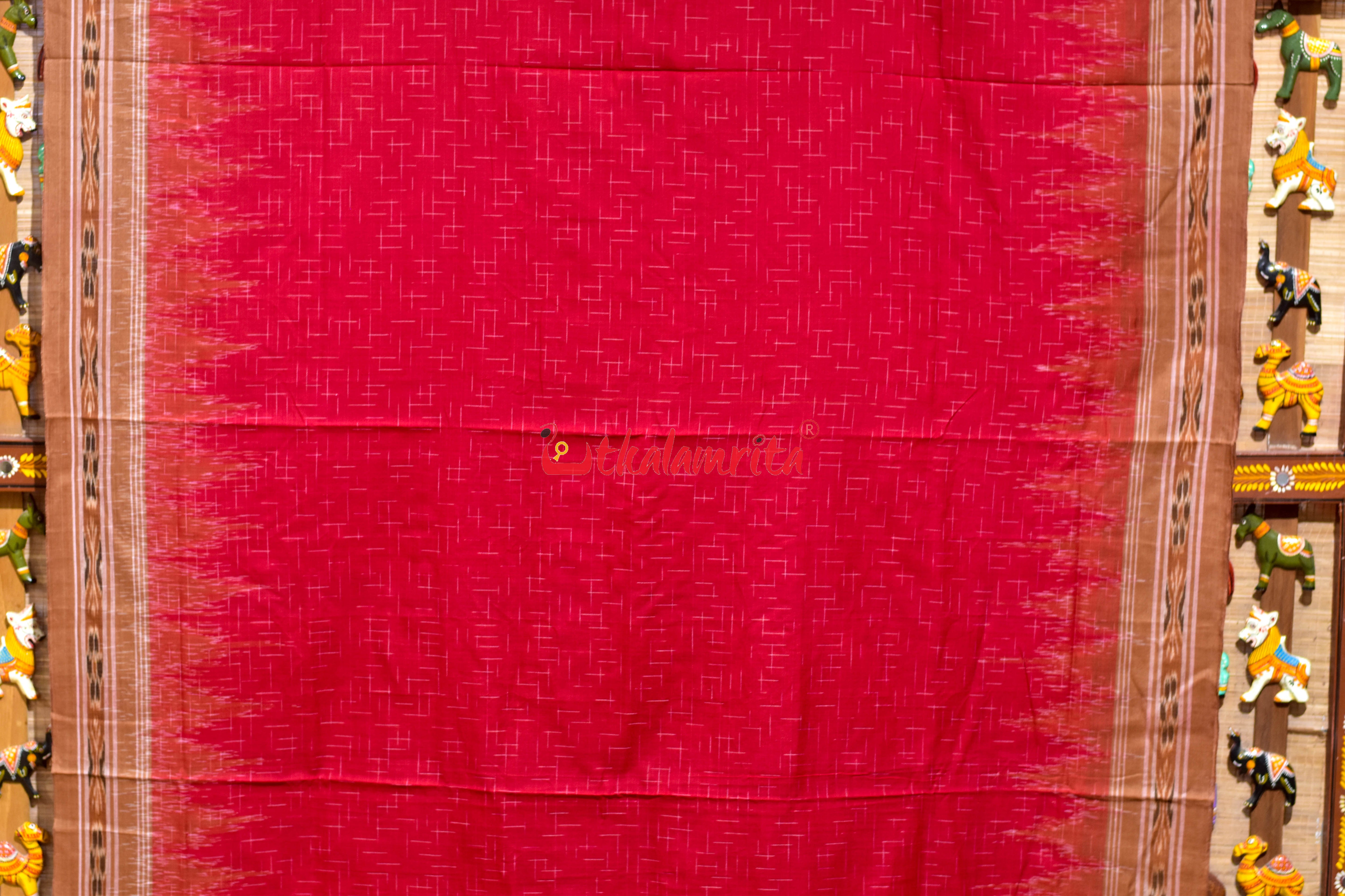 Red Brown Jharana Cotton Saree