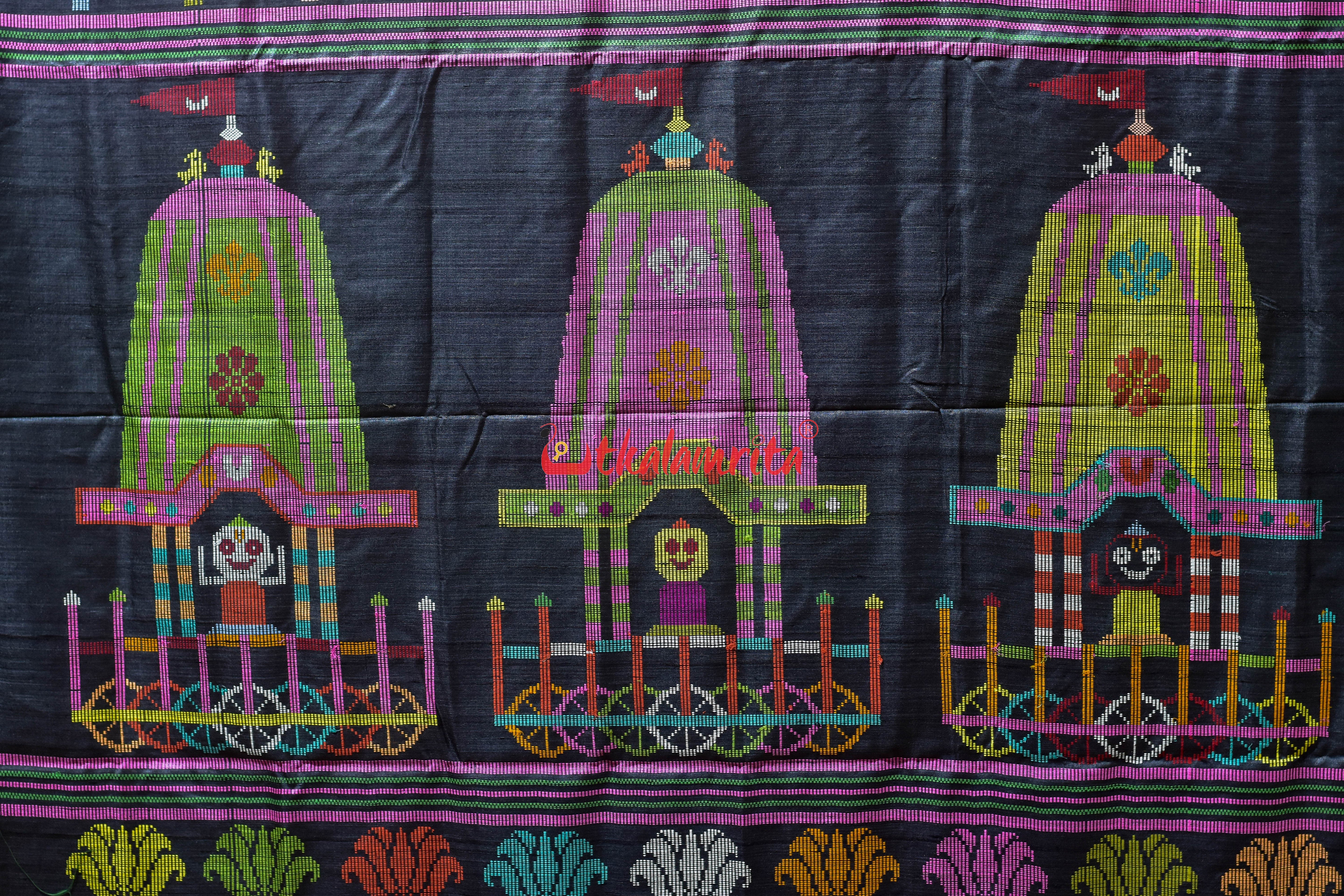 Lemon Yellow Ratha Jatra Gopalpur Tussar Silk Saree