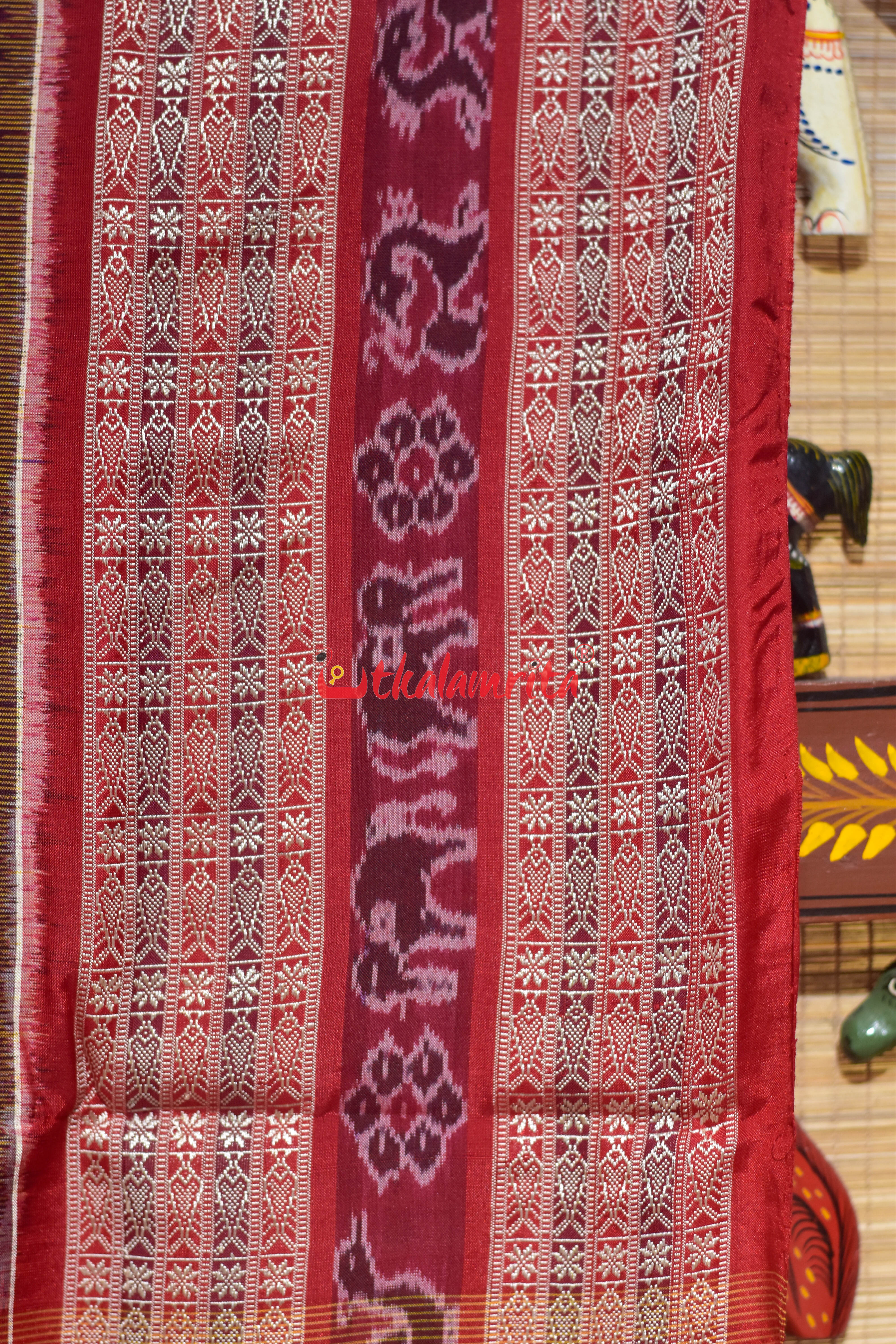 Brown Peach Optical Illusions Sambalpuri Cotton Saree