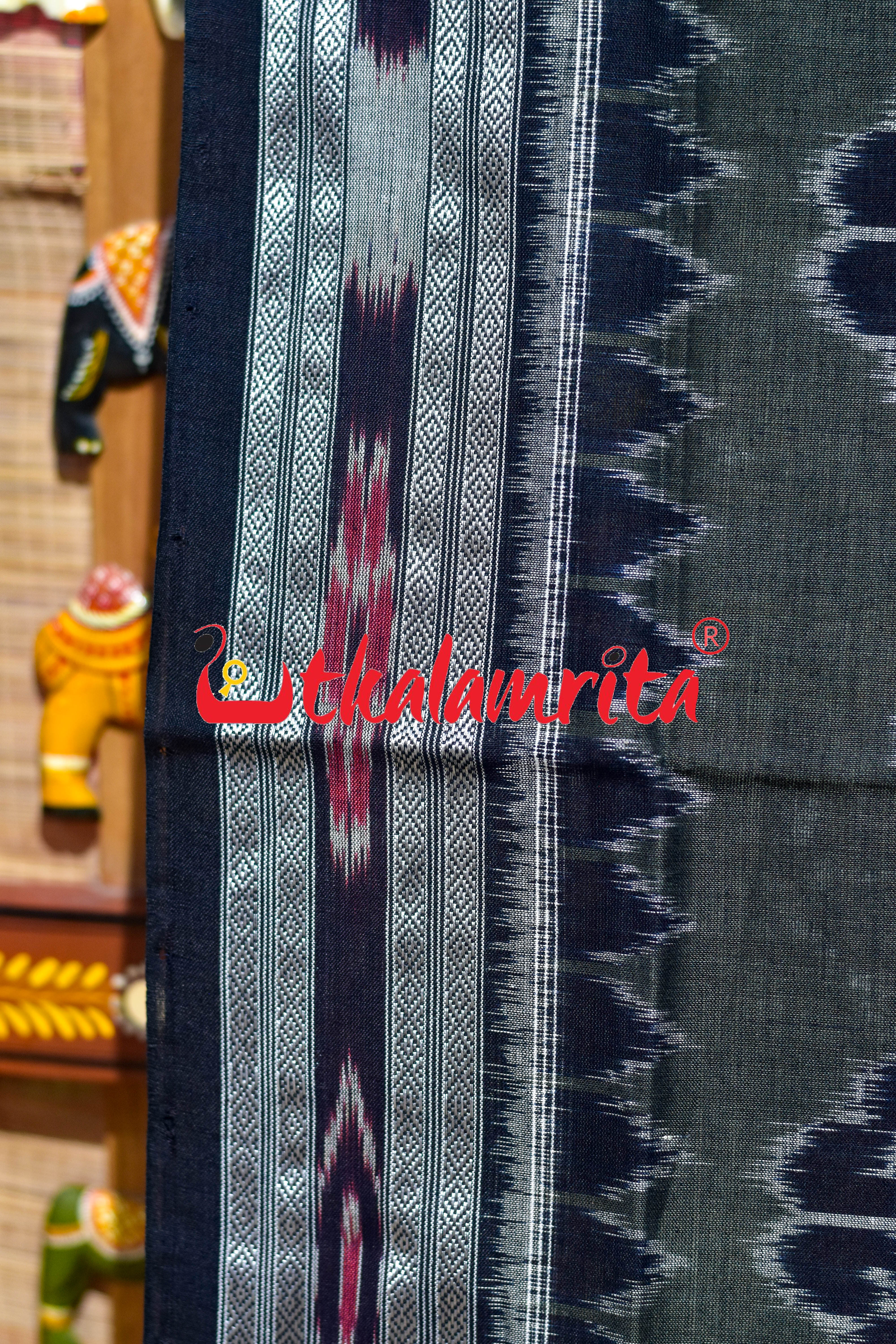Olive Black Bada Phula Khandua Cotton Saree