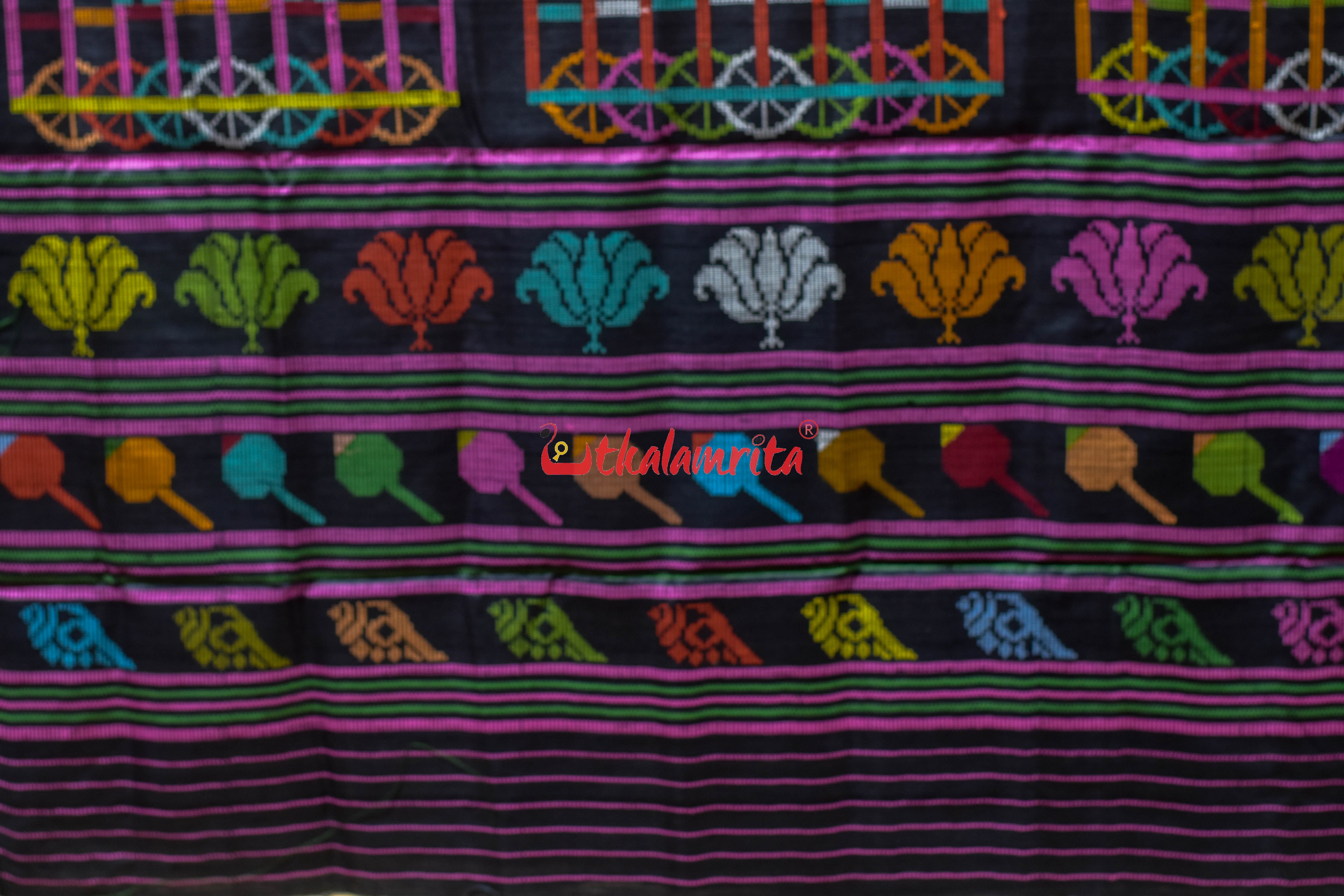 Lemon Yellow Ratha Jatra Gopalpur Tussar Silk Saree
