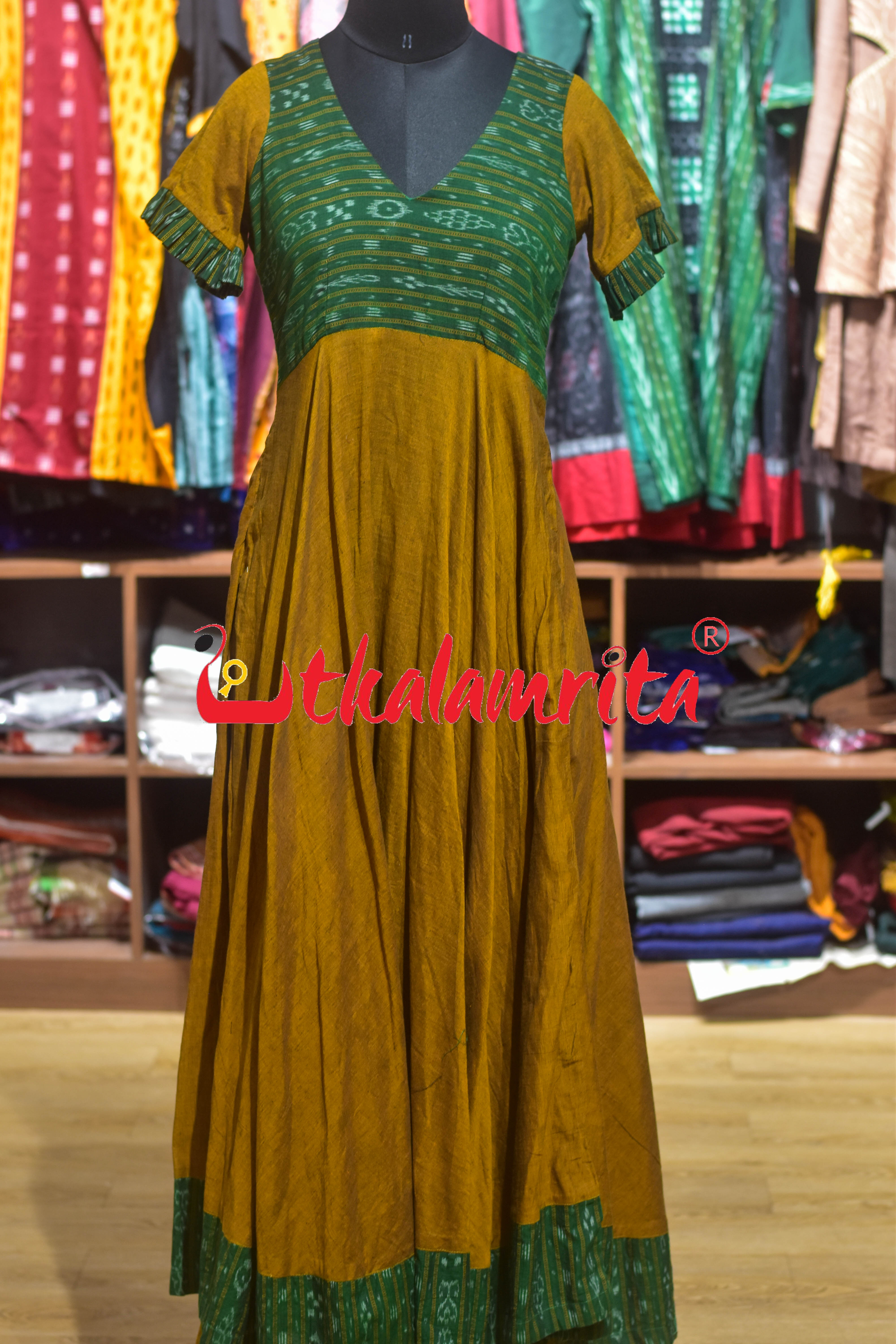 Golden & Green Ikat (Ladies Gown)