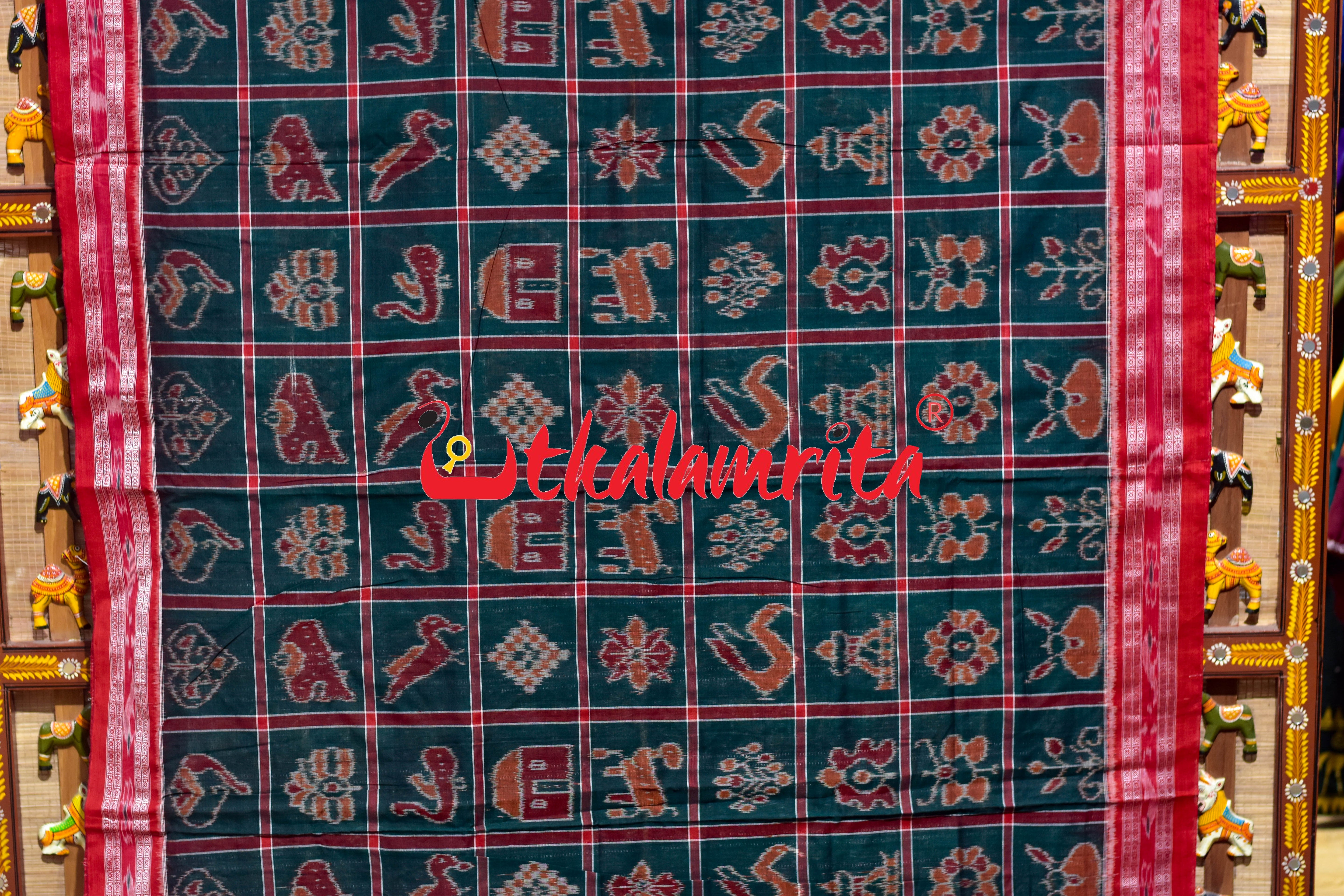Bottle Green Nabakothi Khandua Cotton Saree