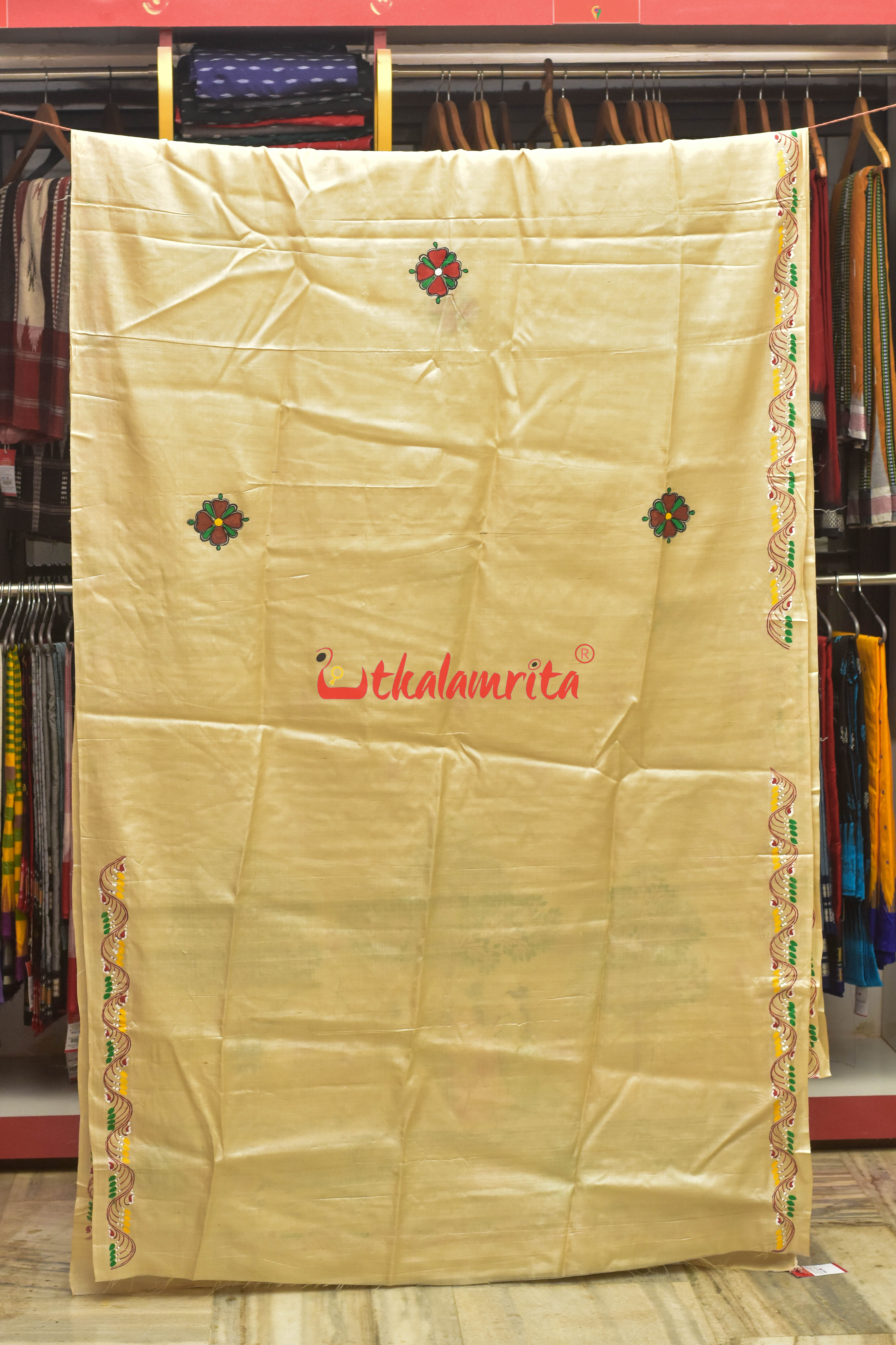Sakuntala and Deer Pattachitra Tussar Silk Saree