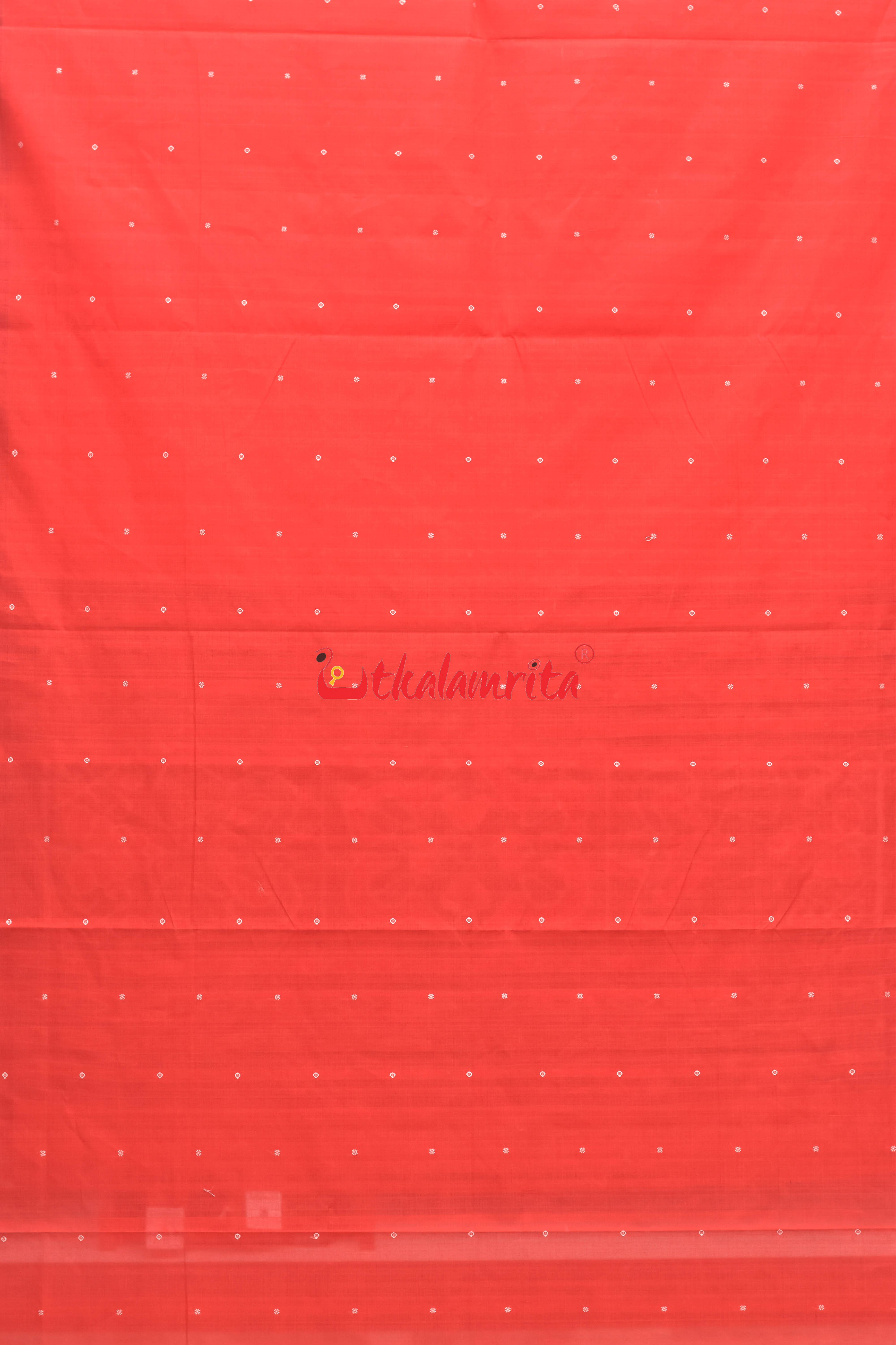 Tomato Red Pittala Single Cotton Saree