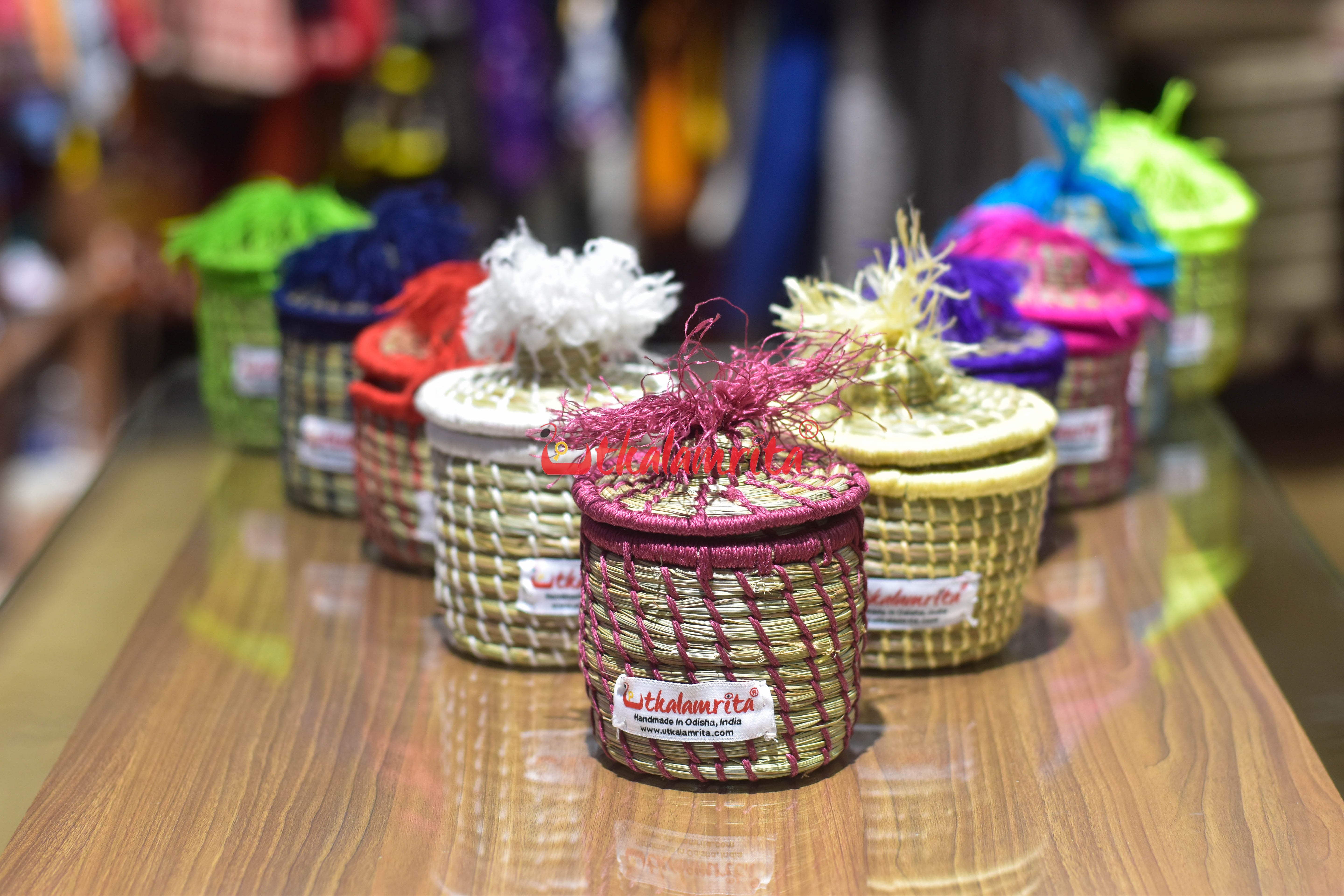 Sabai Grass Chuti Thread Jewellery Box Maroon