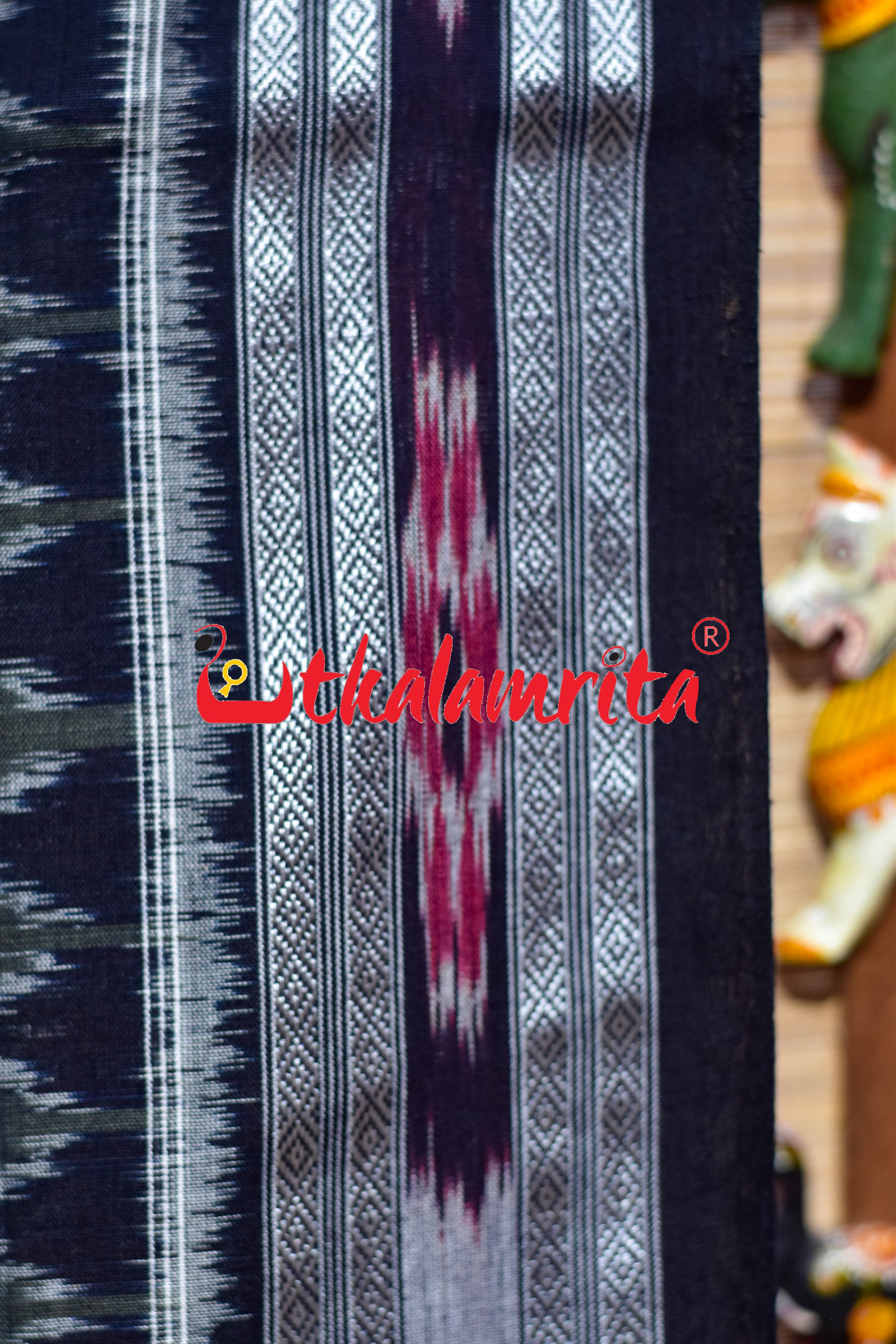 Olive Black Bada Phula Khandua Cotton Saree
