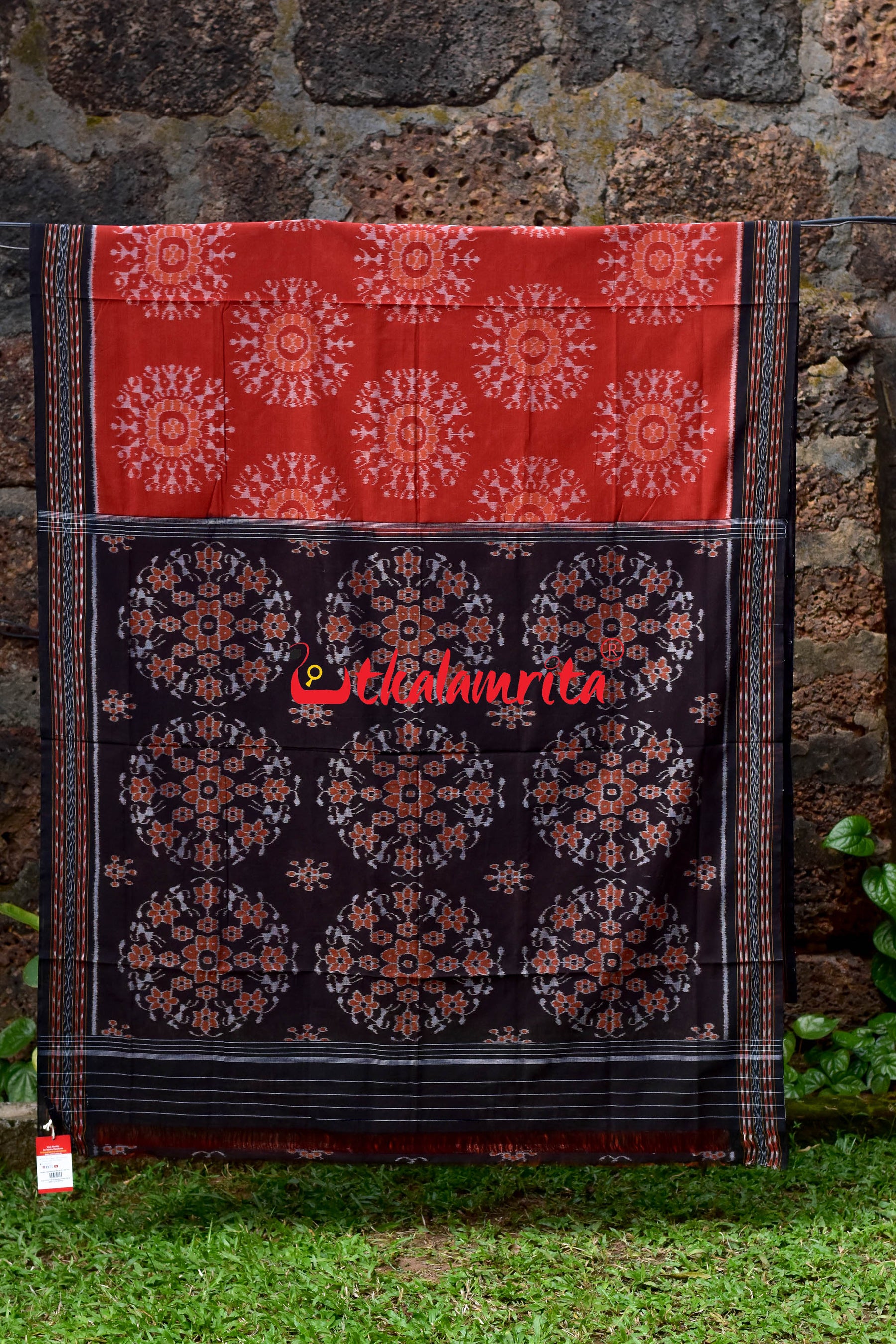 Rust Circle Tribals Khandua Cotton Saree
