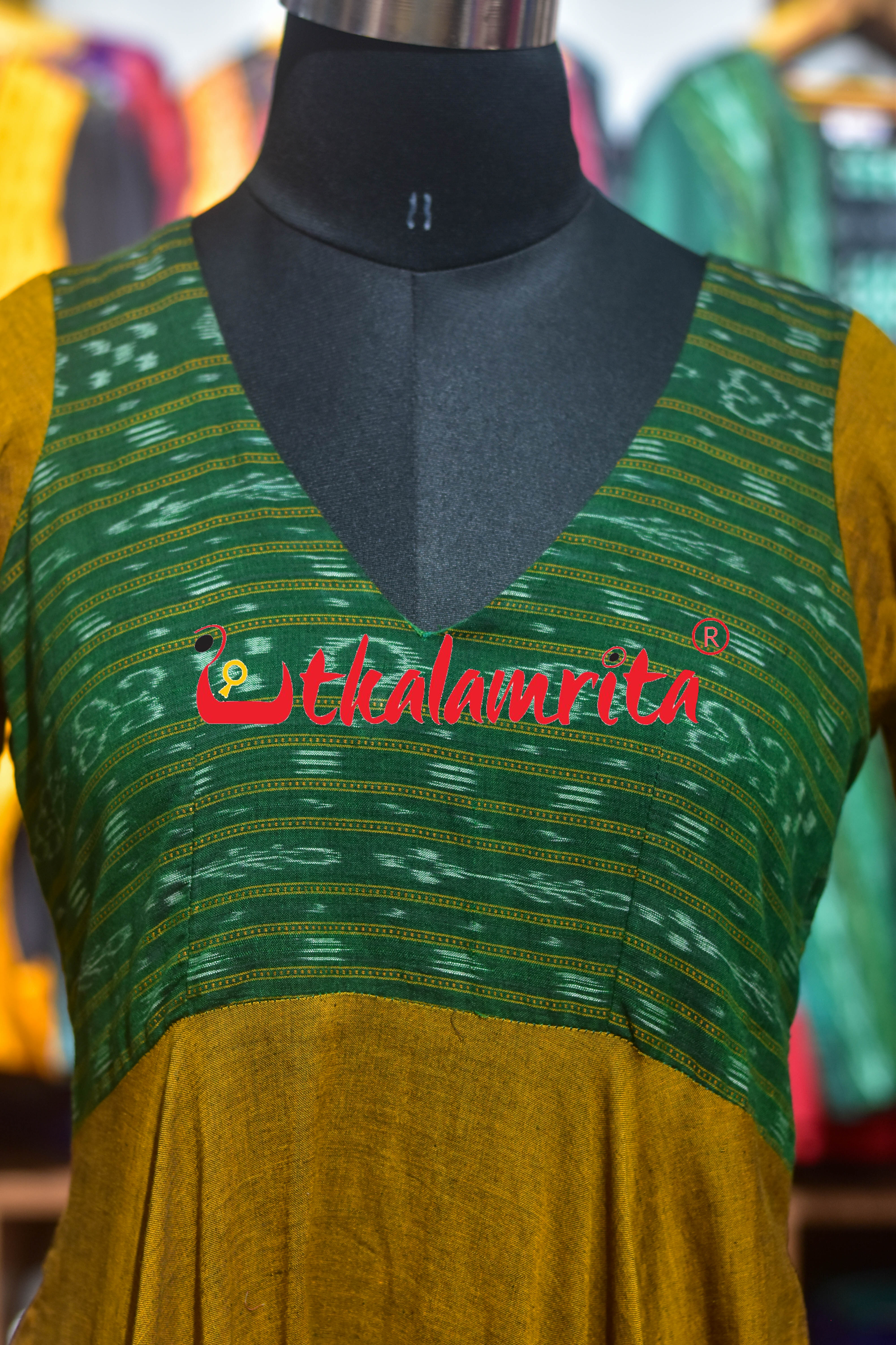 Golden & Green Ikat (Ladies Gown)