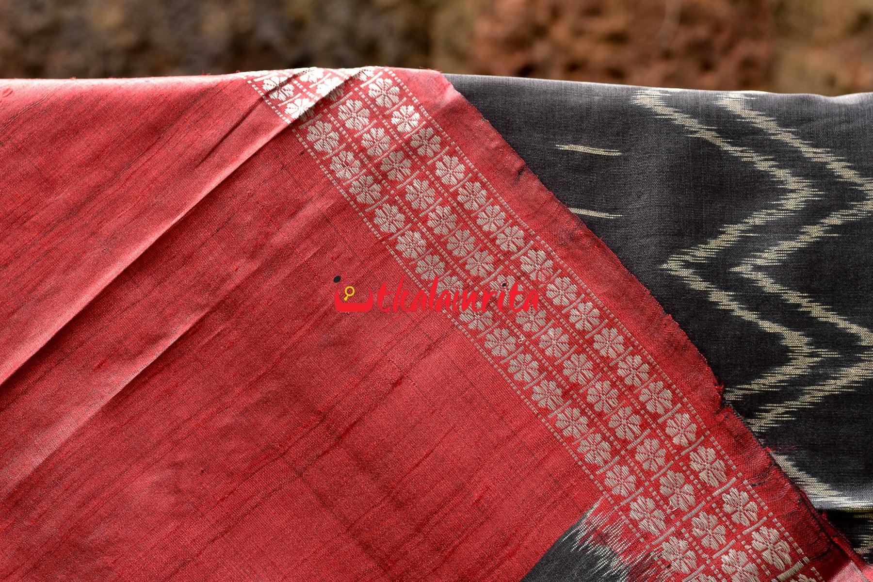 Black Bandha Fine Gopalpur Tussar Silk Saree