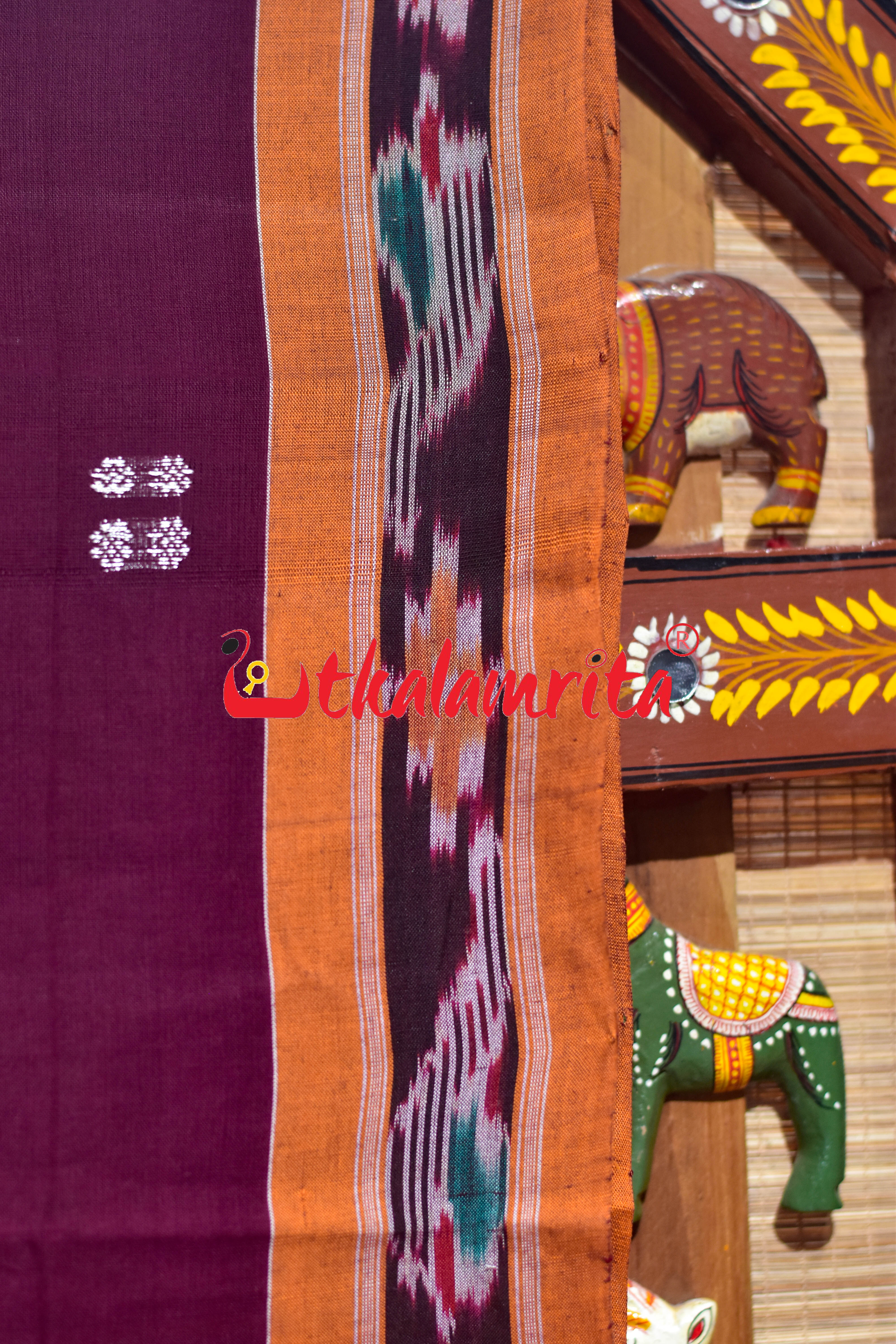 Coffee Orange Pittala Single Cotton Saree