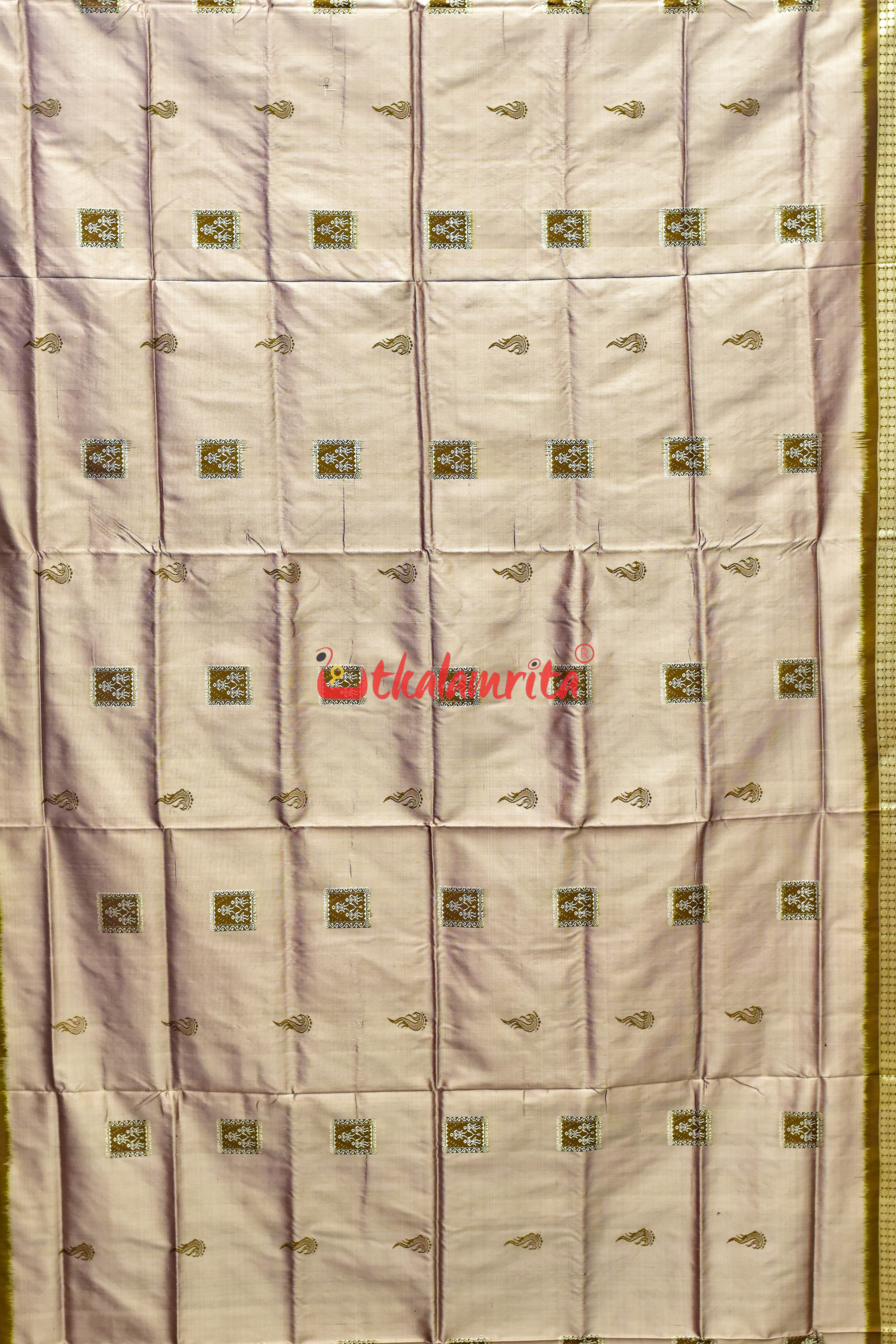 Box Bomkai Peach Janhiphuliya Bomkai Silk Saree