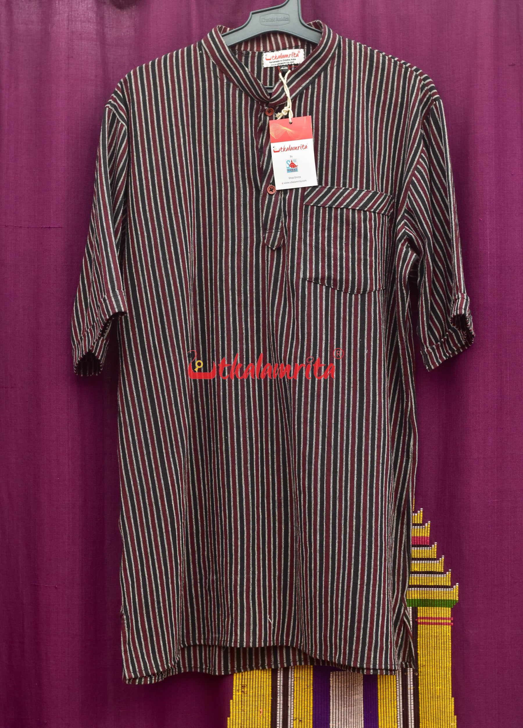 Black Coffee Lines Kotpad (Men's Half Kurta)
